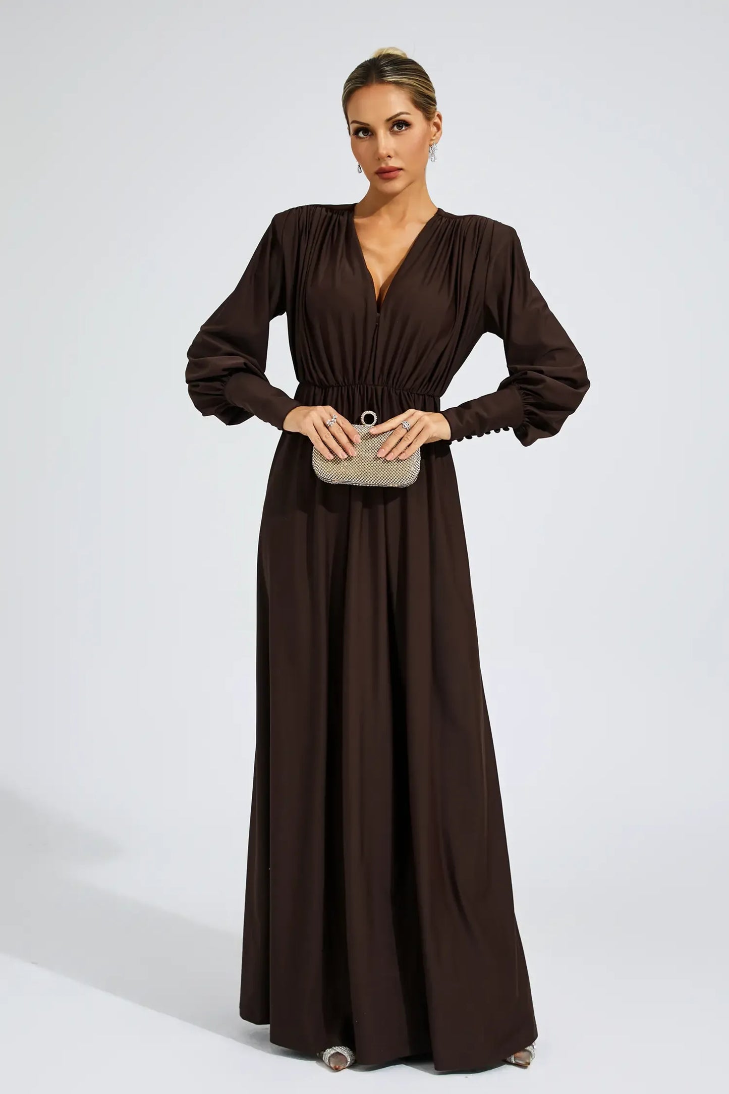 Celine Brown Corseted Maxi Dress