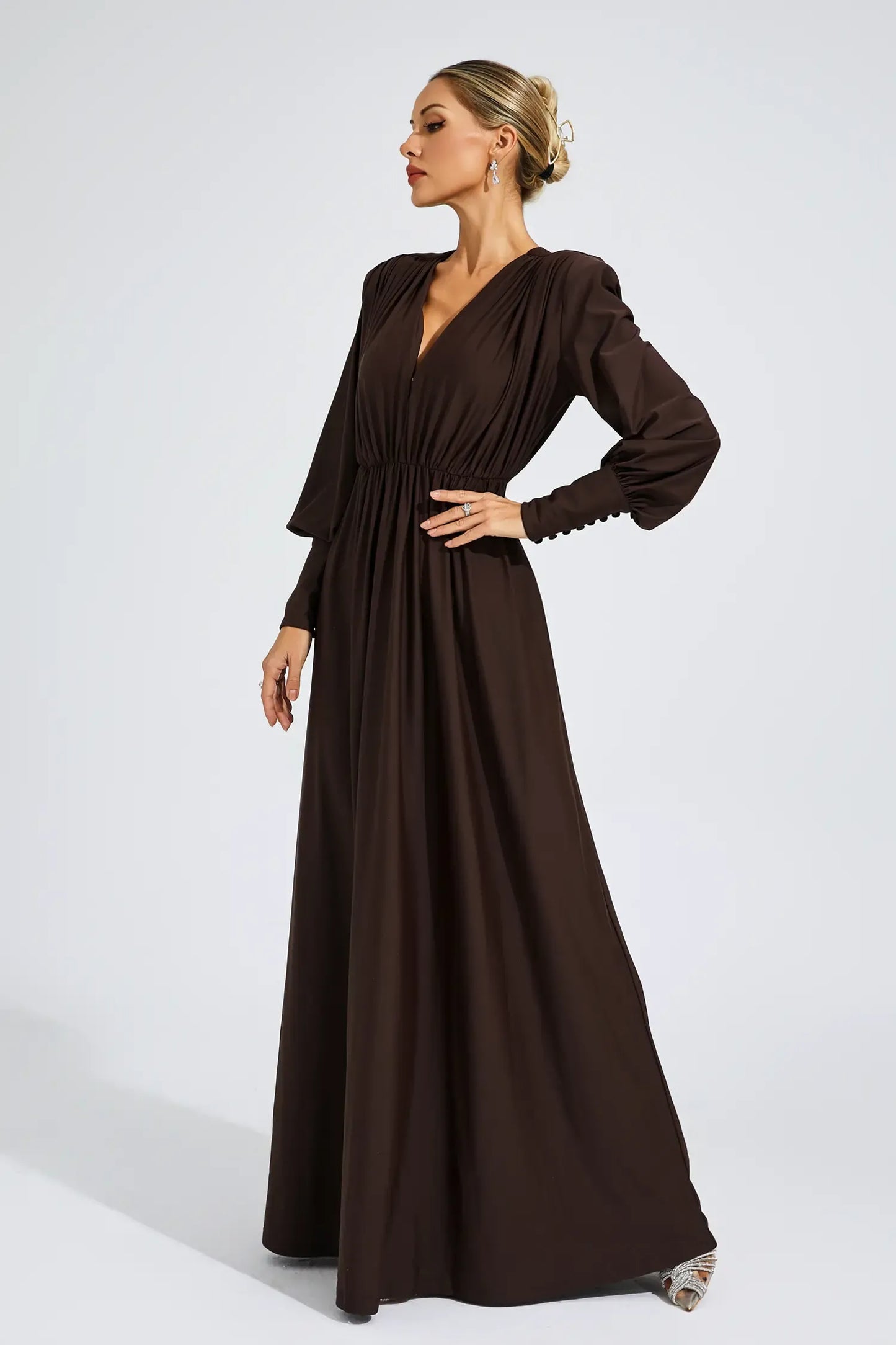 Celine Brown Corseted Maxi Dress