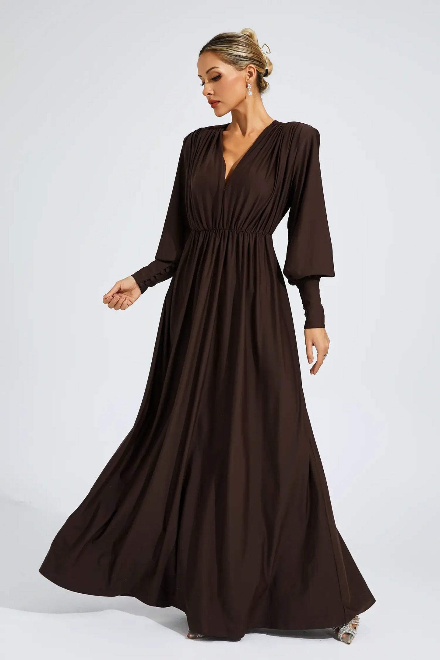 Celine Brown Corseted Maxi Dress