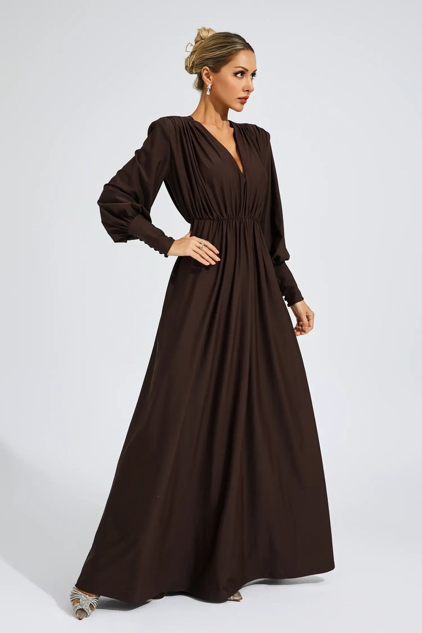 Celine Brown Corseted Maxi Dress