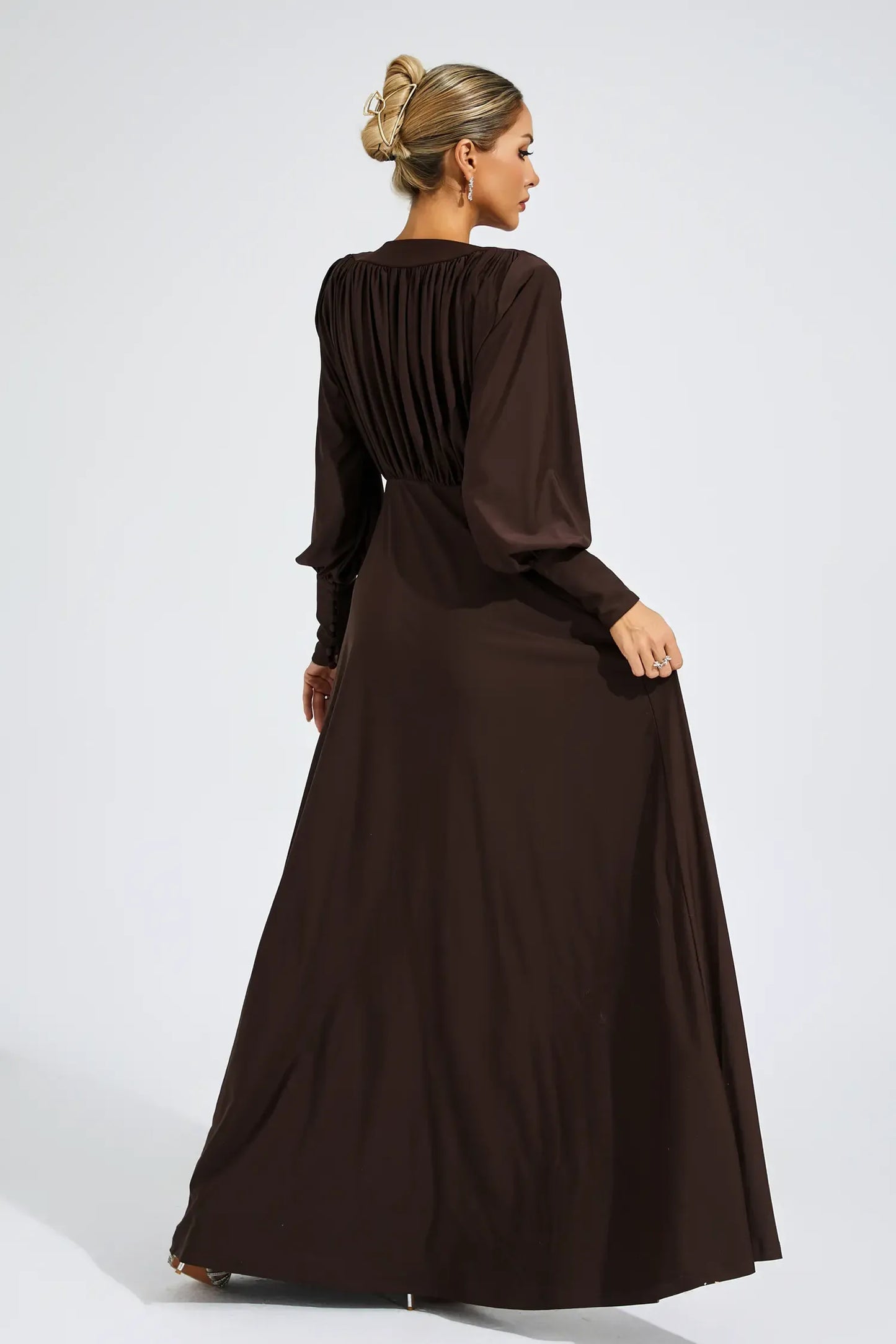 Celine Brown Corseted Maxi Dress