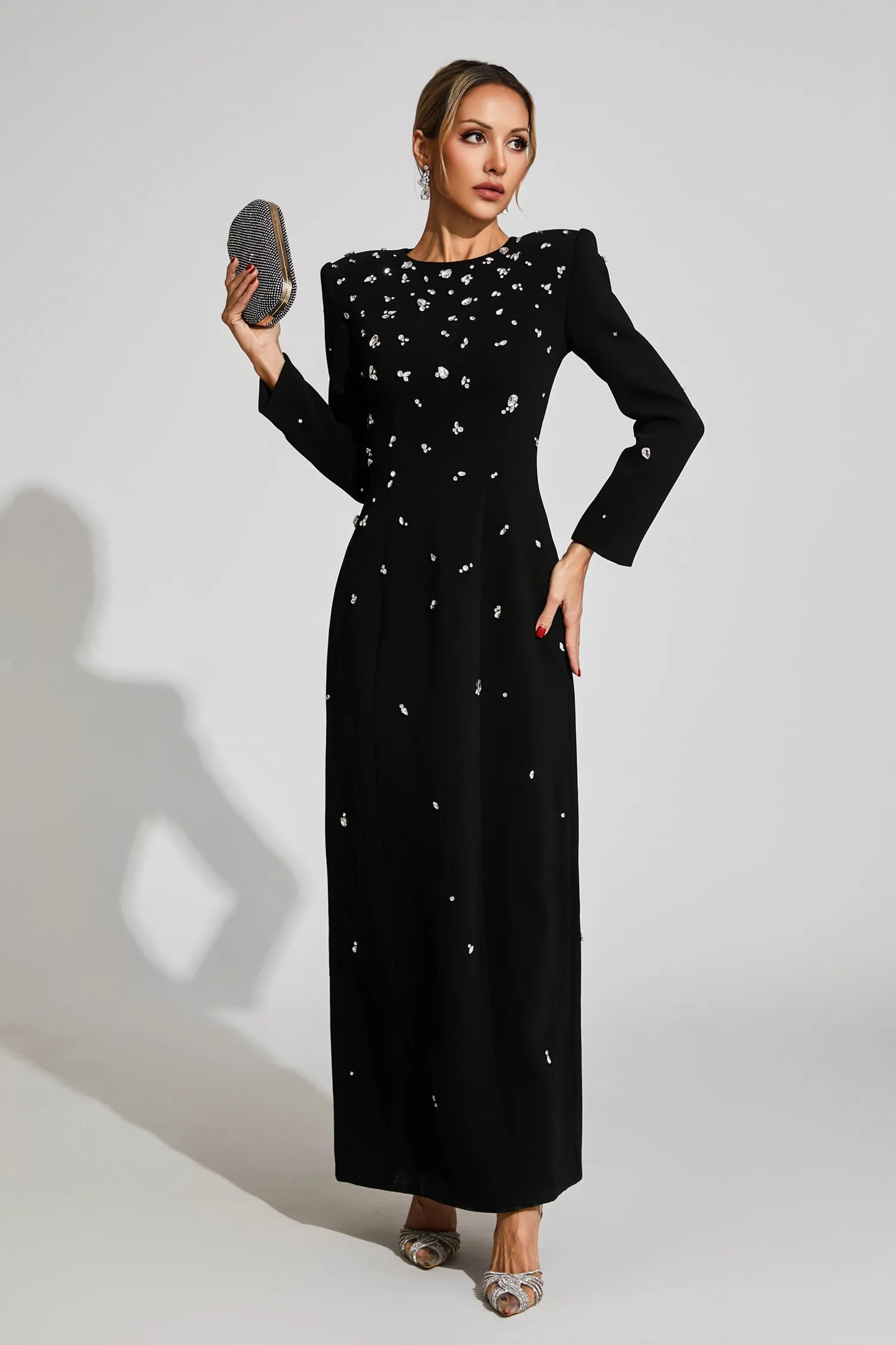 Lenore Black Diamond Long Sleeve Maxi Dress