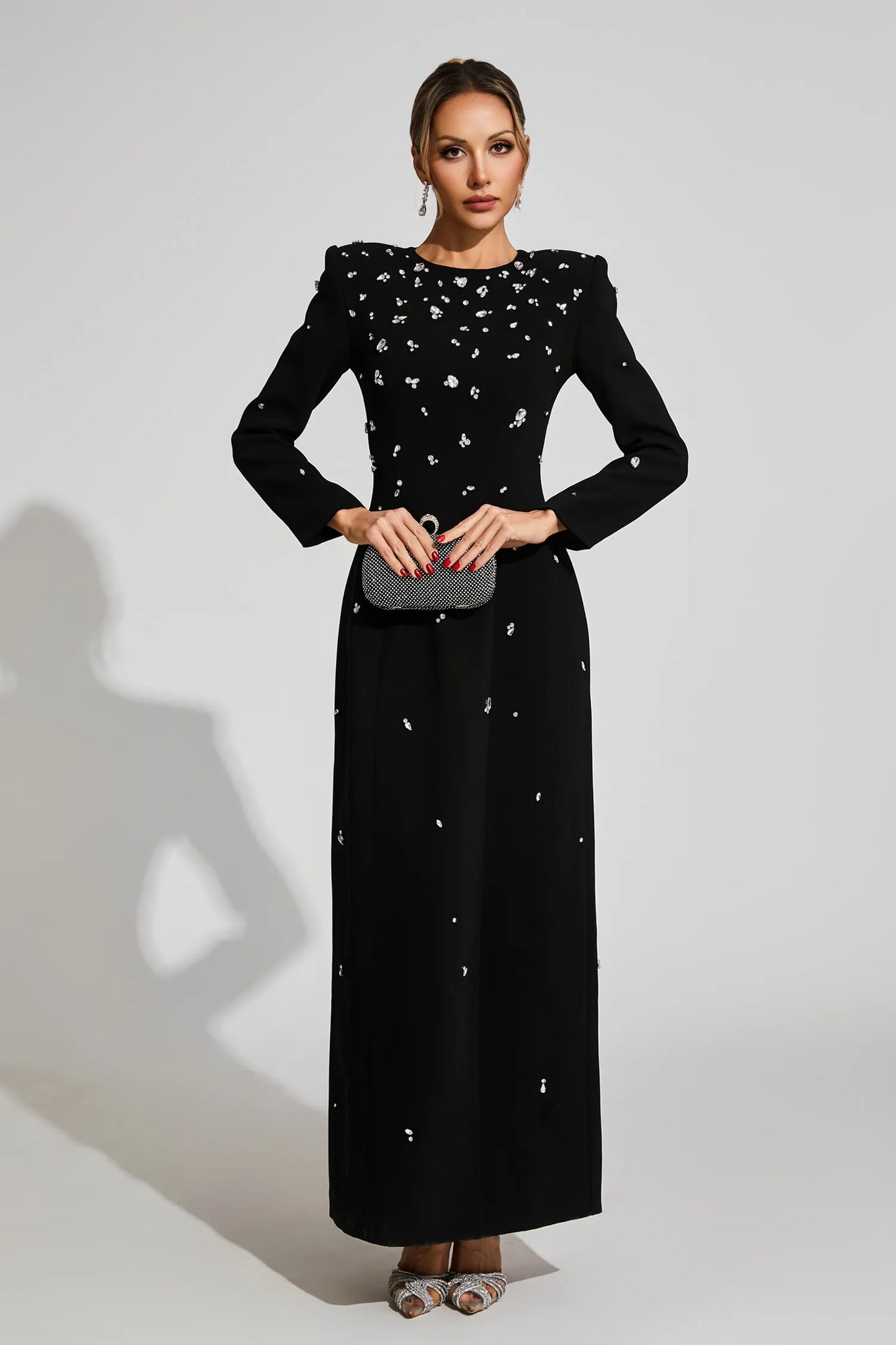 Lenore Black Diamond Long Sleeve Maxi Dress