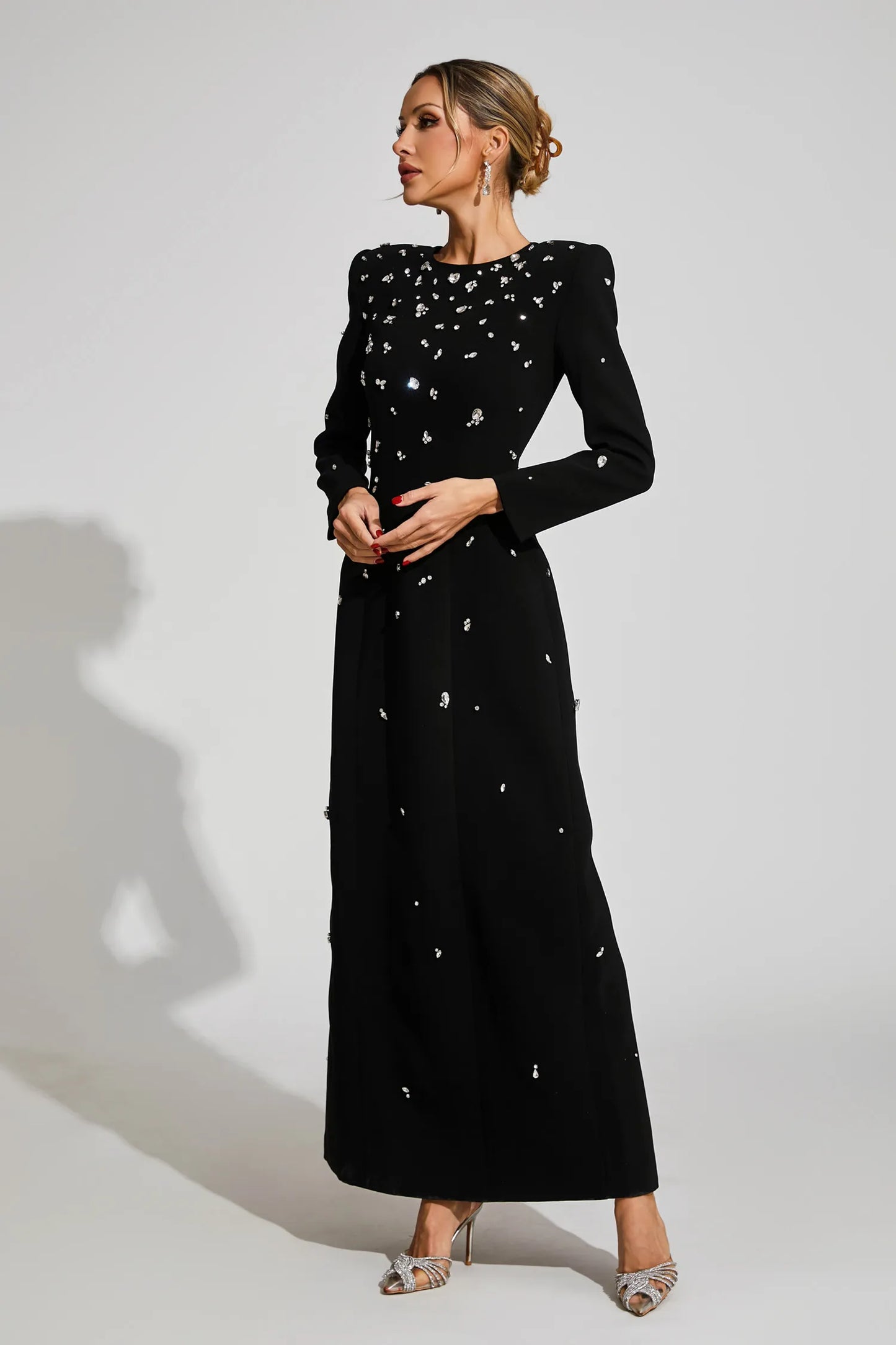 Lenore Black Diamond Long Sleeve Maxi Dress