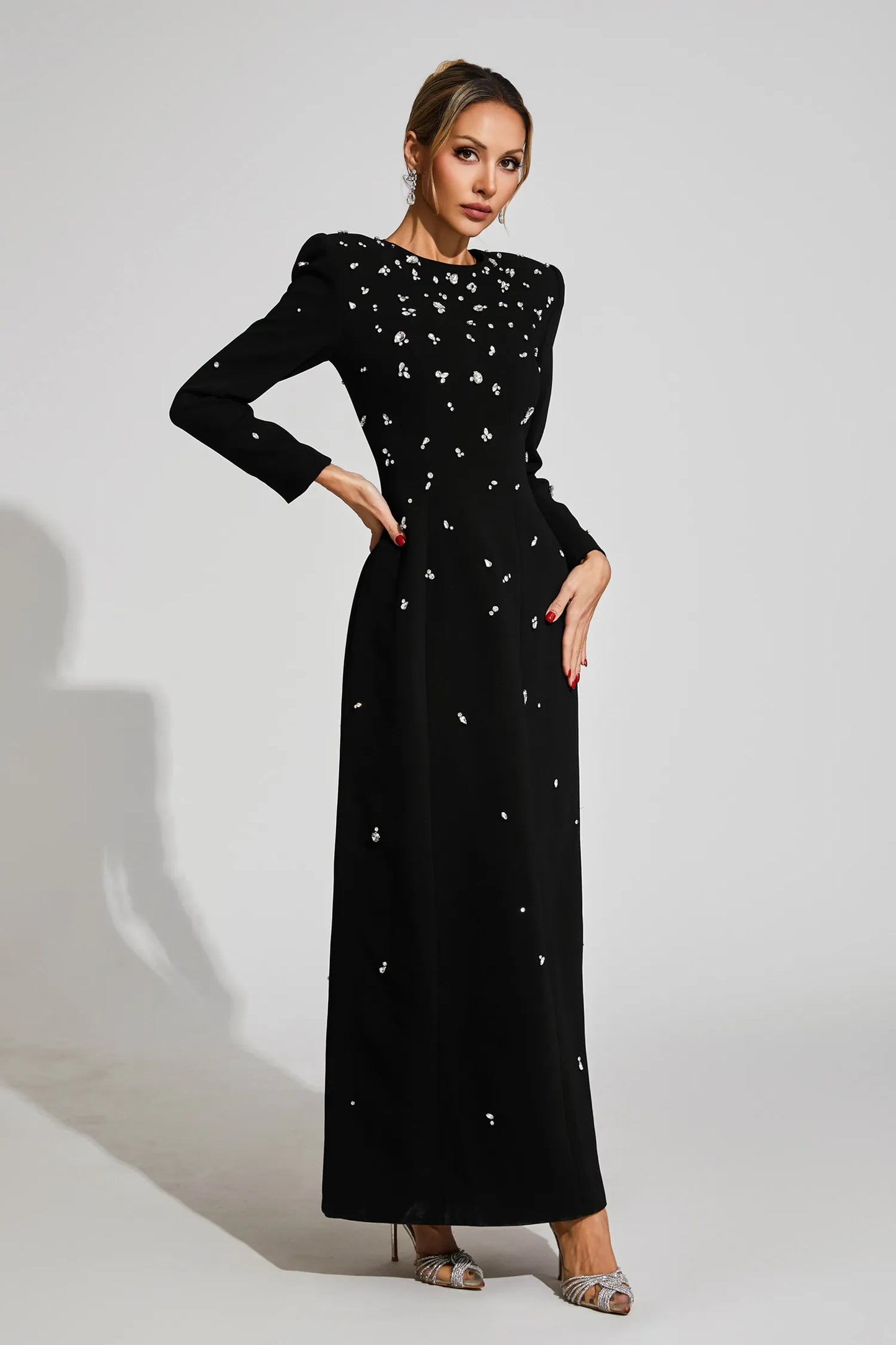 Lenore Black Diamond Long Sleeve Maxi Dress