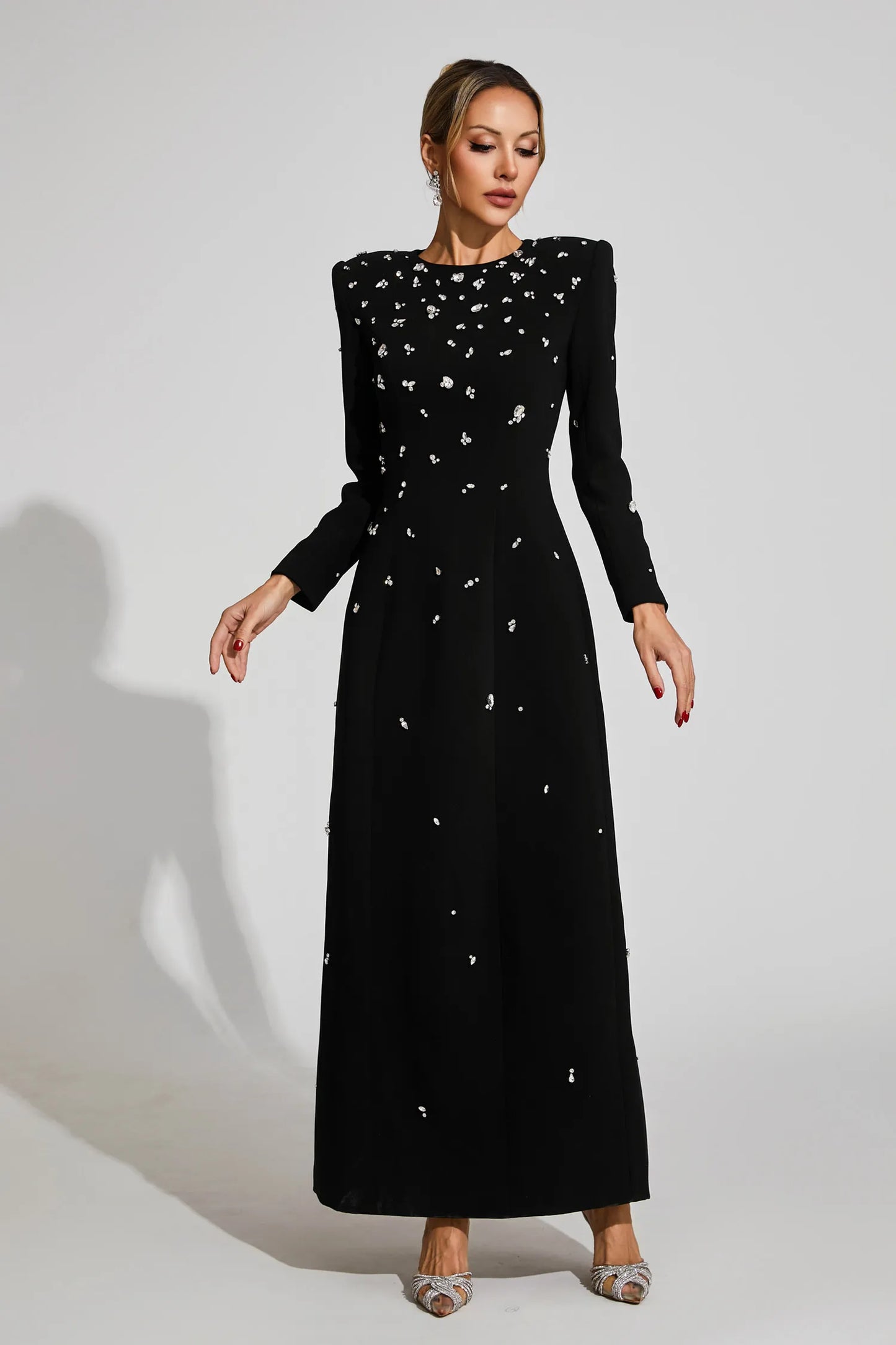 Lenore Black Diamond Long Sleeve Maxi Dress