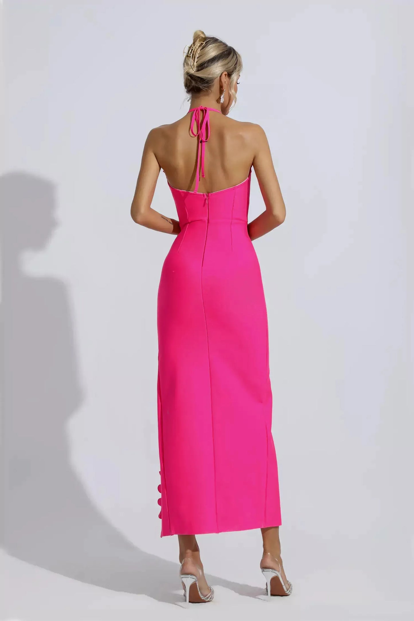 Francesca Pink Floral Ruched Maxi Dress