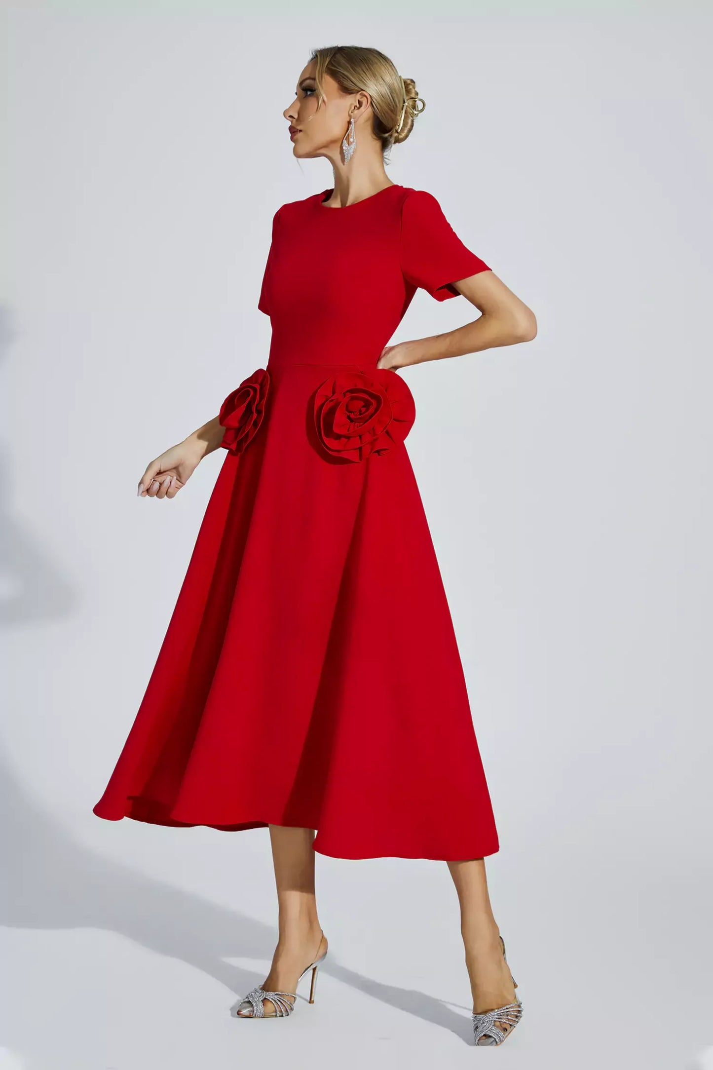 Greta Red Flower Maxi Dress