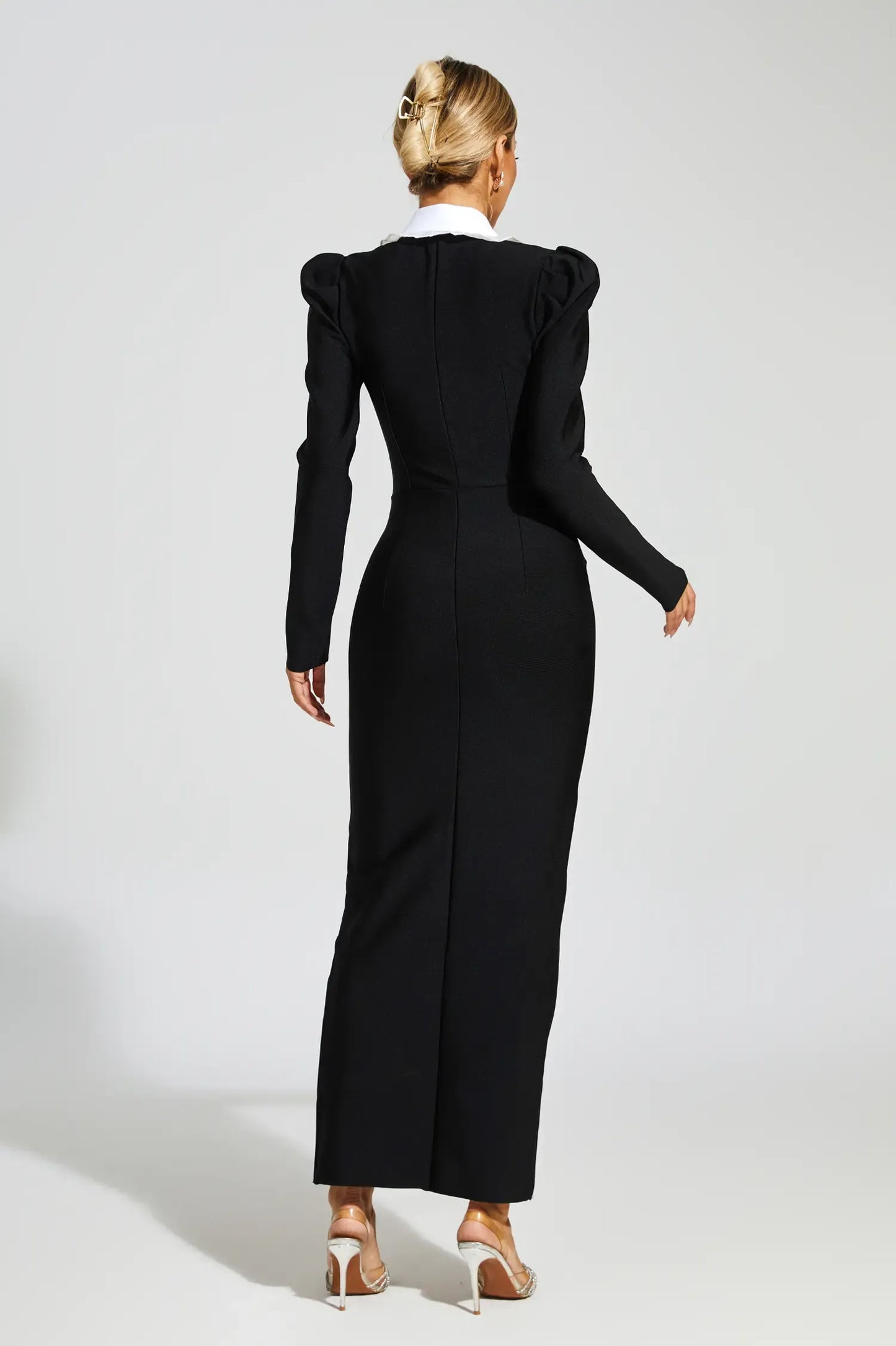 Harriman Black Slit Long Sleeves Bandage Maxi Dress