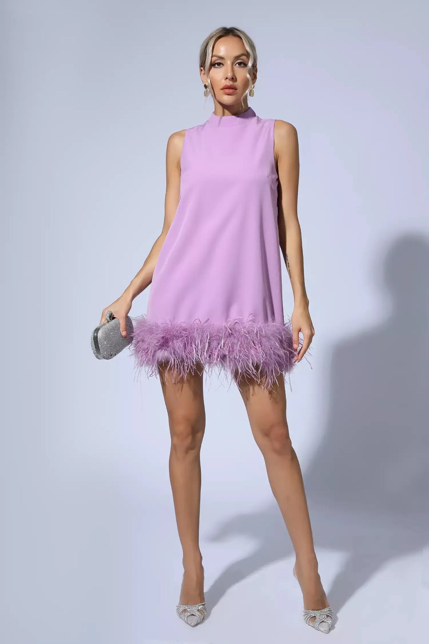 Hope Purple Feather Mini Dress