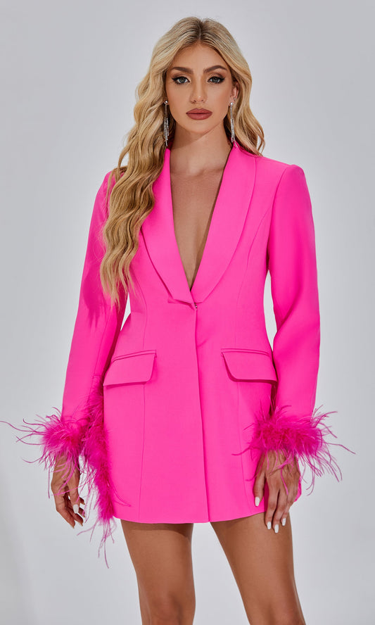 Francis Pink Feather Blazer