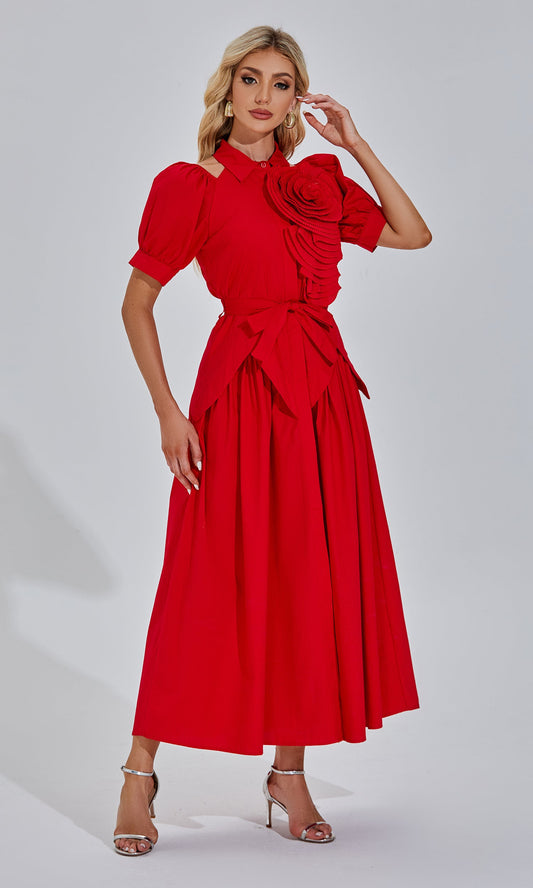 Rui red floral maxi dress