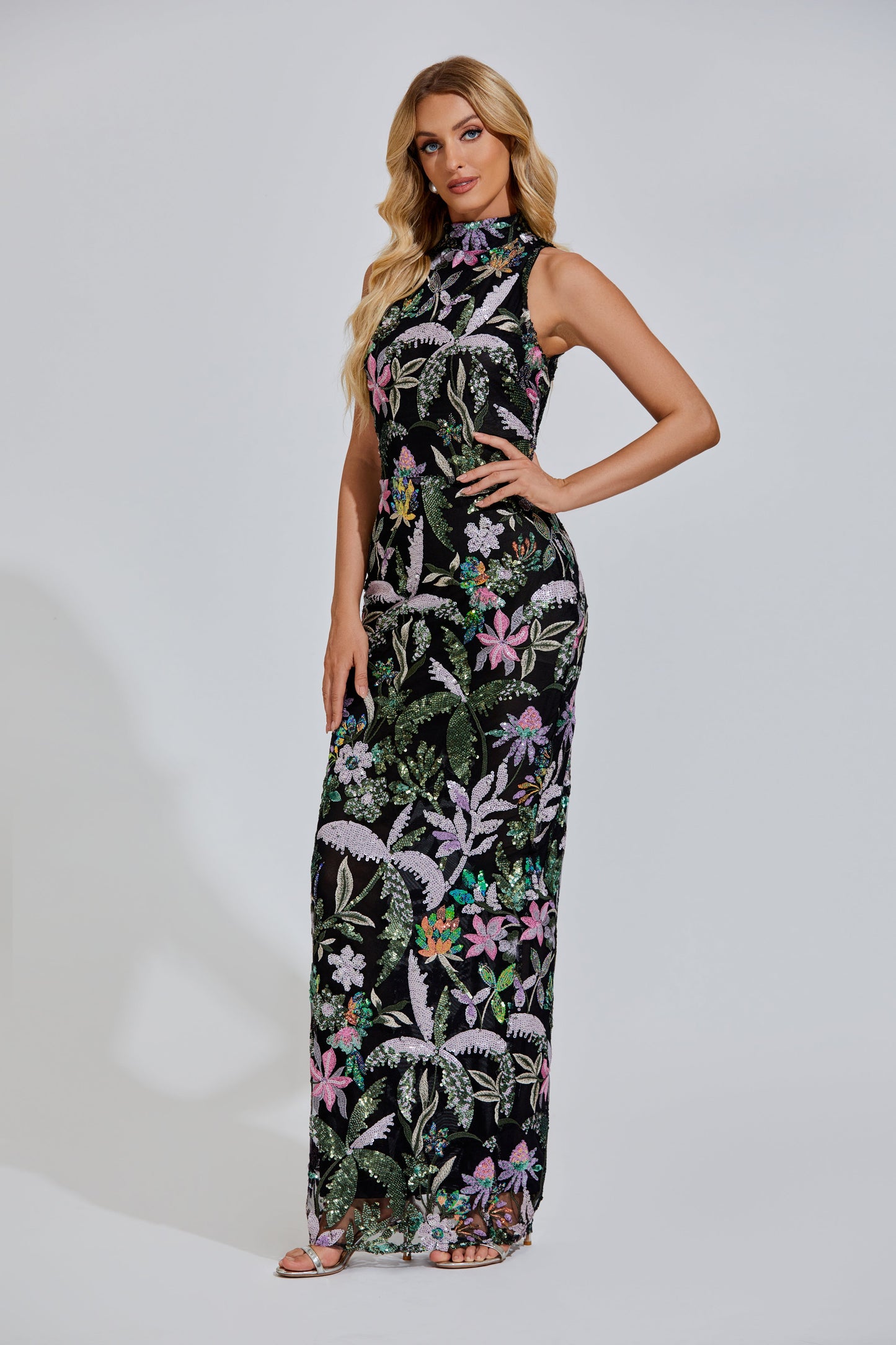 Sheila Embroidered Sequins Maxi Dress