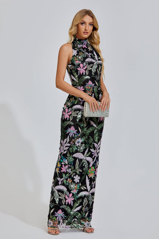 Sheila Embroidered Sequins Maxi Dress