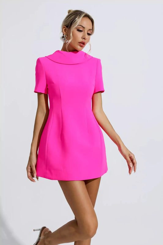 Jacqueline Pink Bow Mini Dress