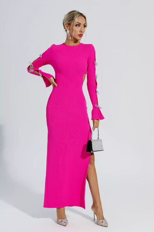 Jenna Pink Cutout Bandage Maxi Dress