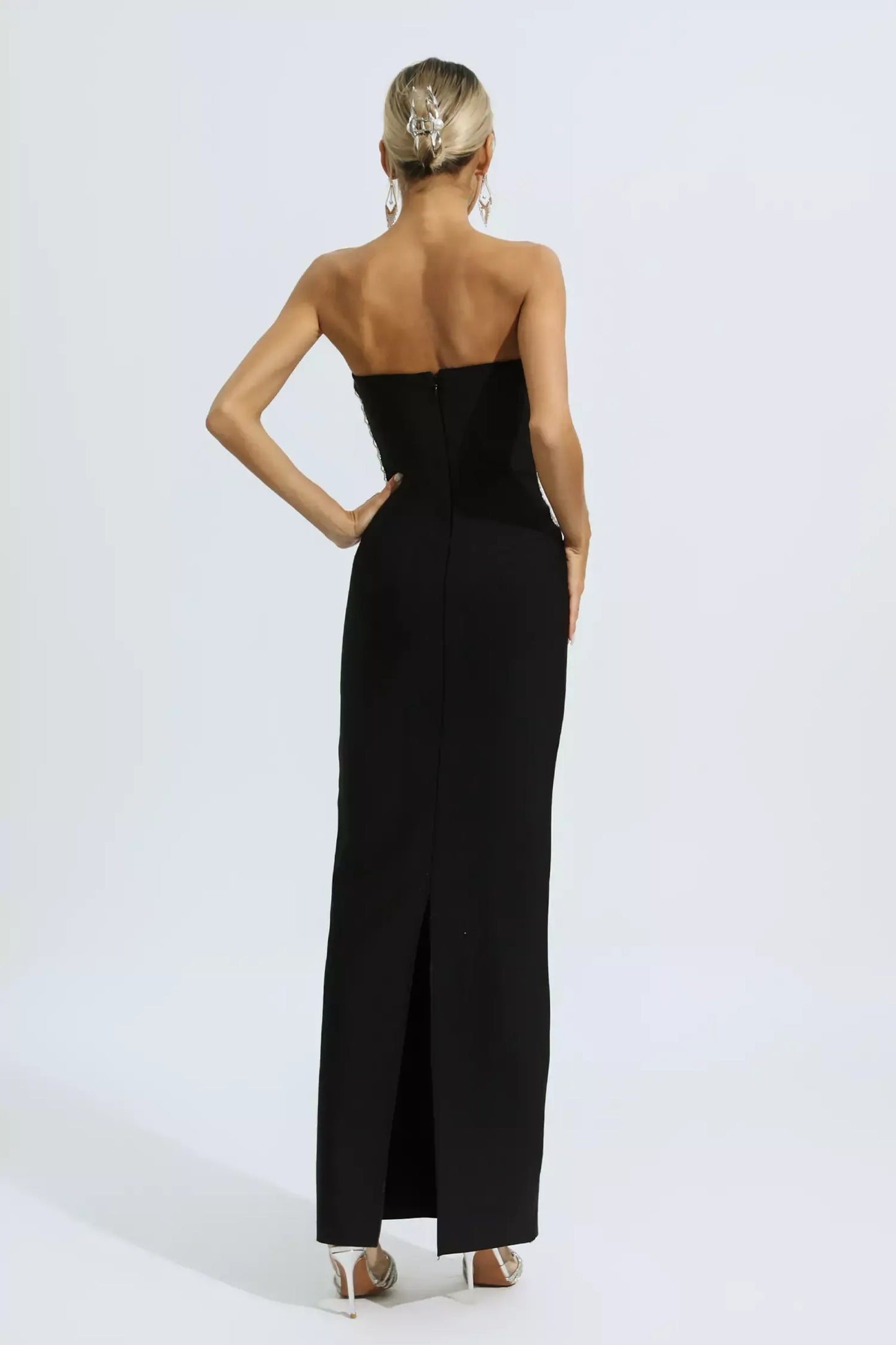 Jolie Black Beading Bandage Maxi Dress