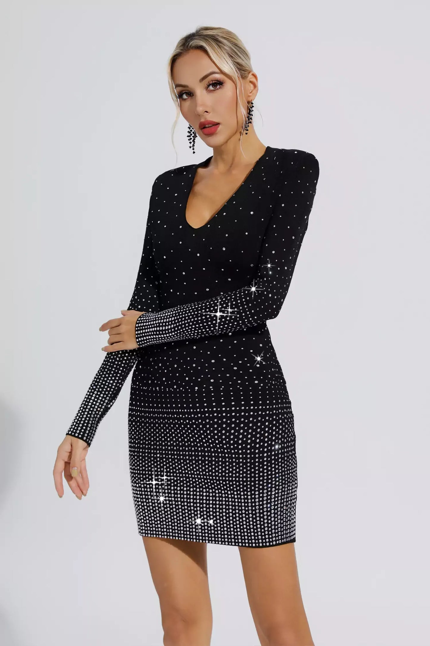 Journi Black Diamond Long Sleeve Mini Dress