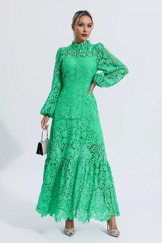 Julieta Green Cut Out Long Sleeve Maxi Dress