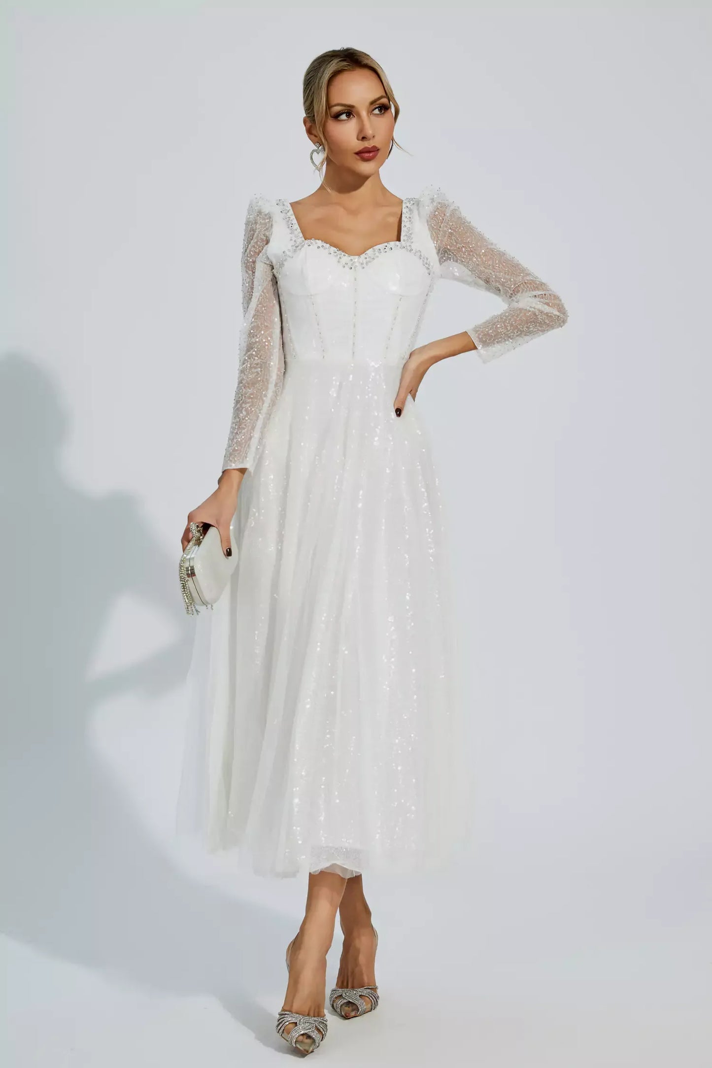 Kamiyah White Mesh Maxi Dress