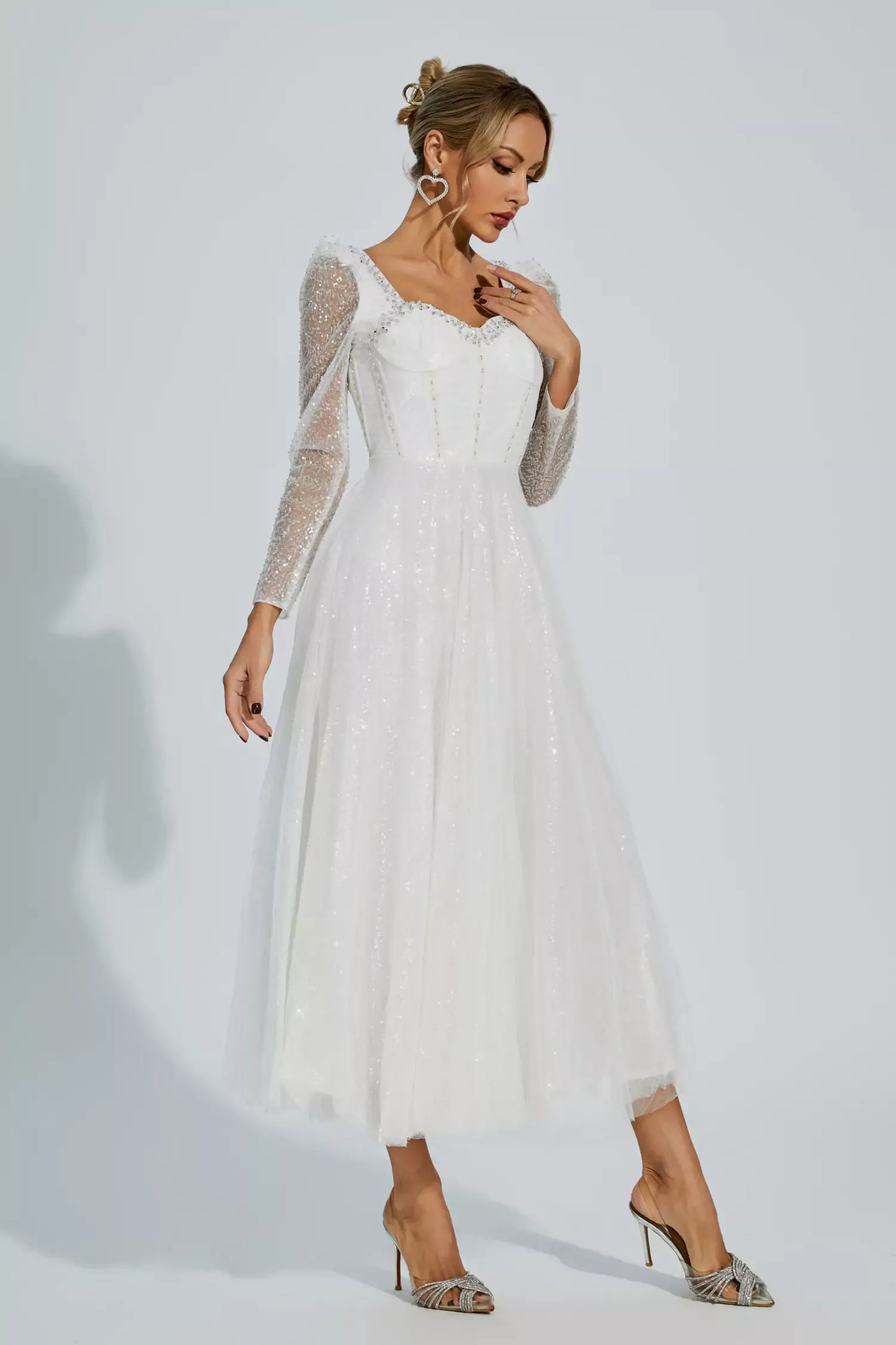 Kamiyah White Mesh Maxi Dress