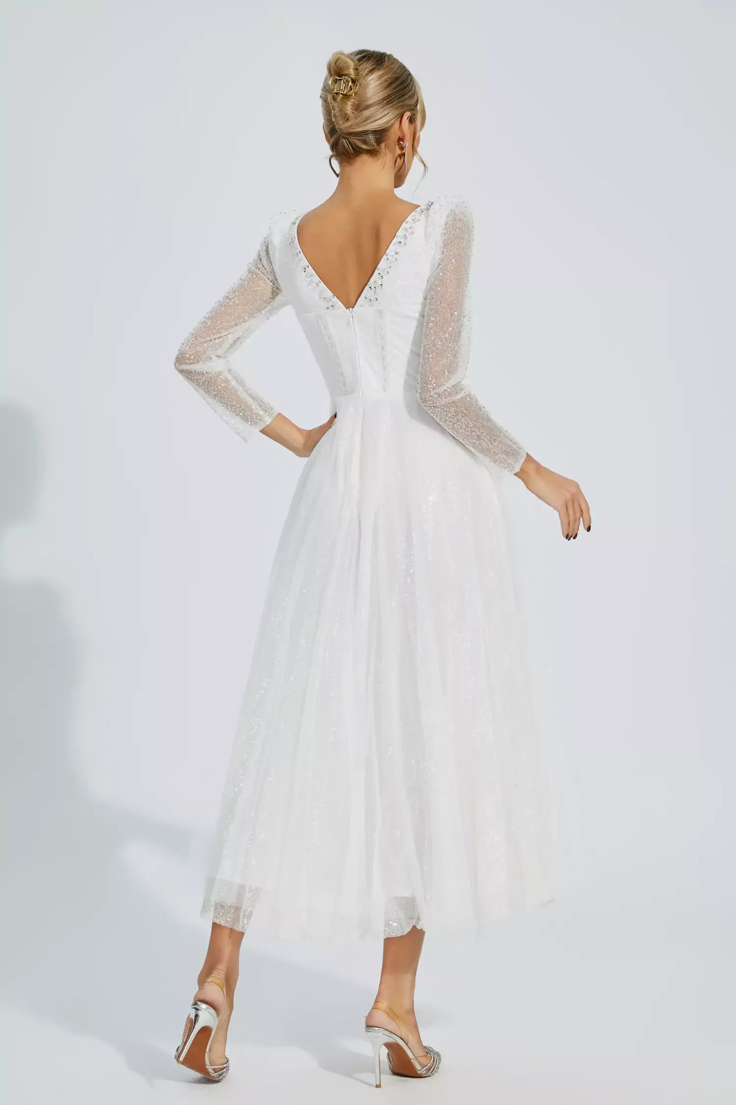 Kamiyah White Mesh Maxi Dress