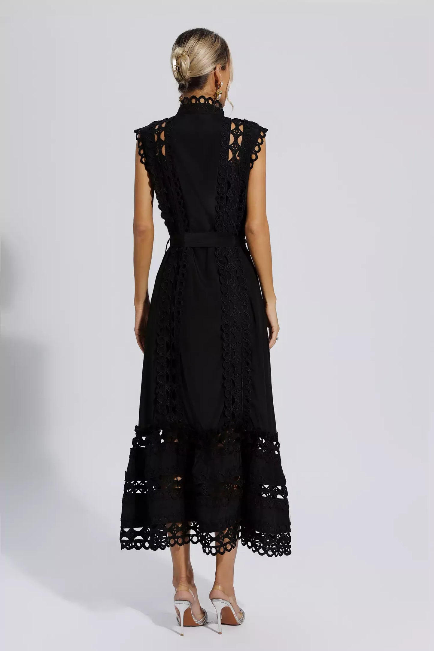 Kennedi Black  Sleeveless Hollow Maxi Dress