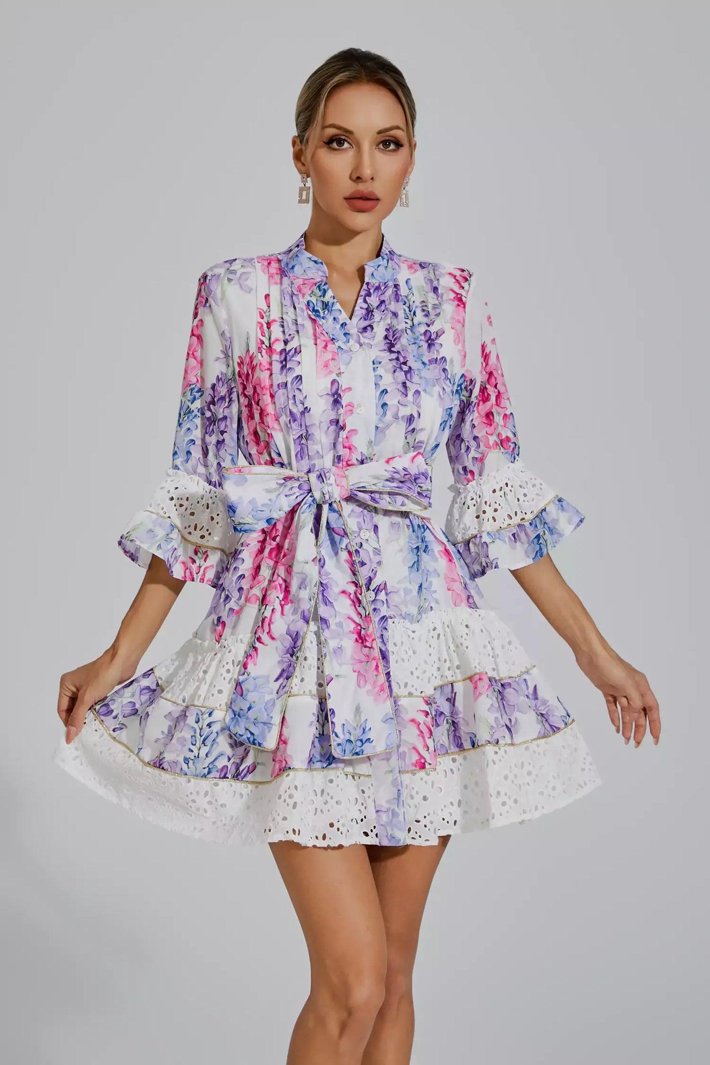 Kimora Floral Belted Mini Dress