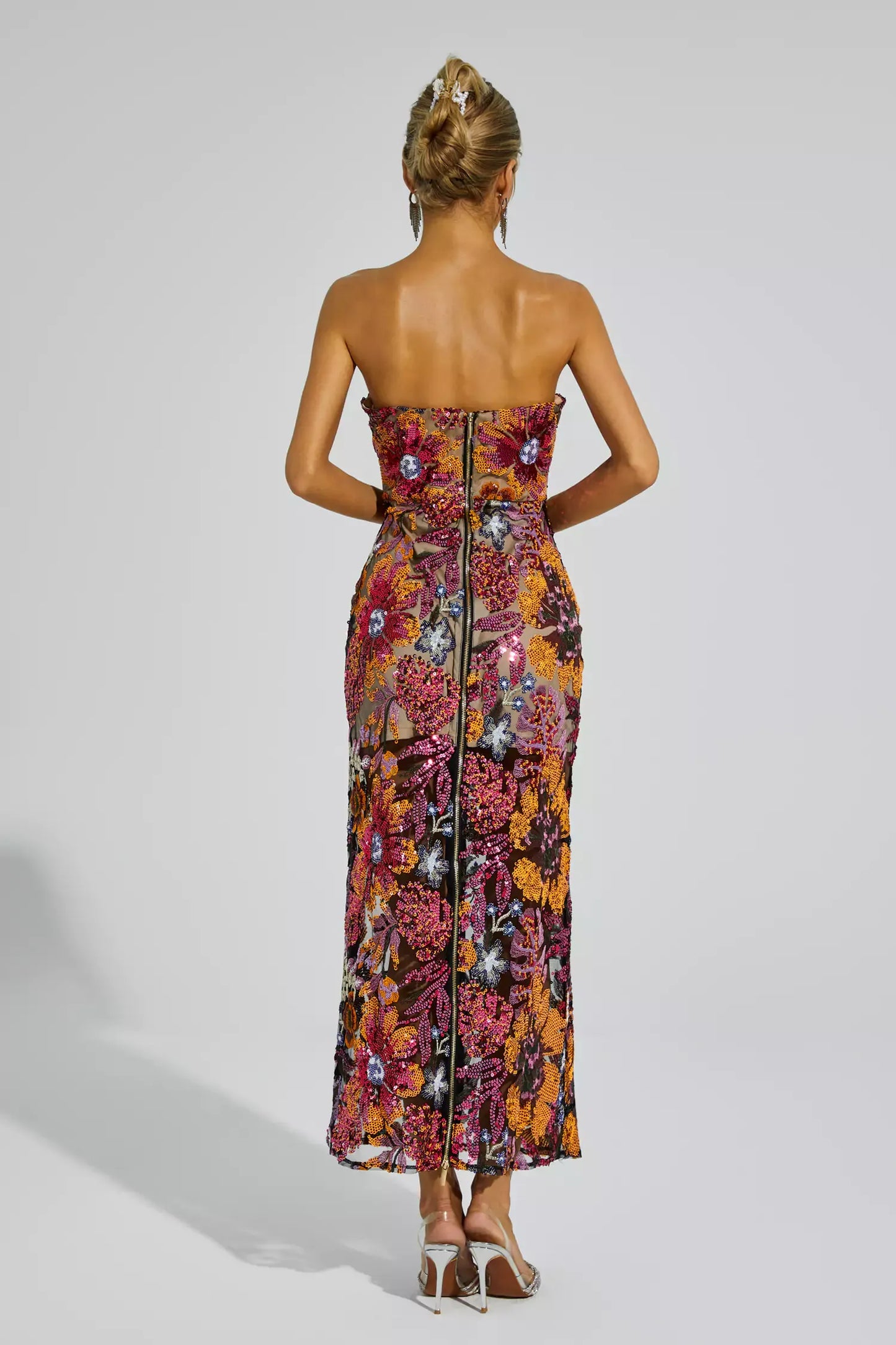 Leanna Green Flower Embroidered Maxi Dress