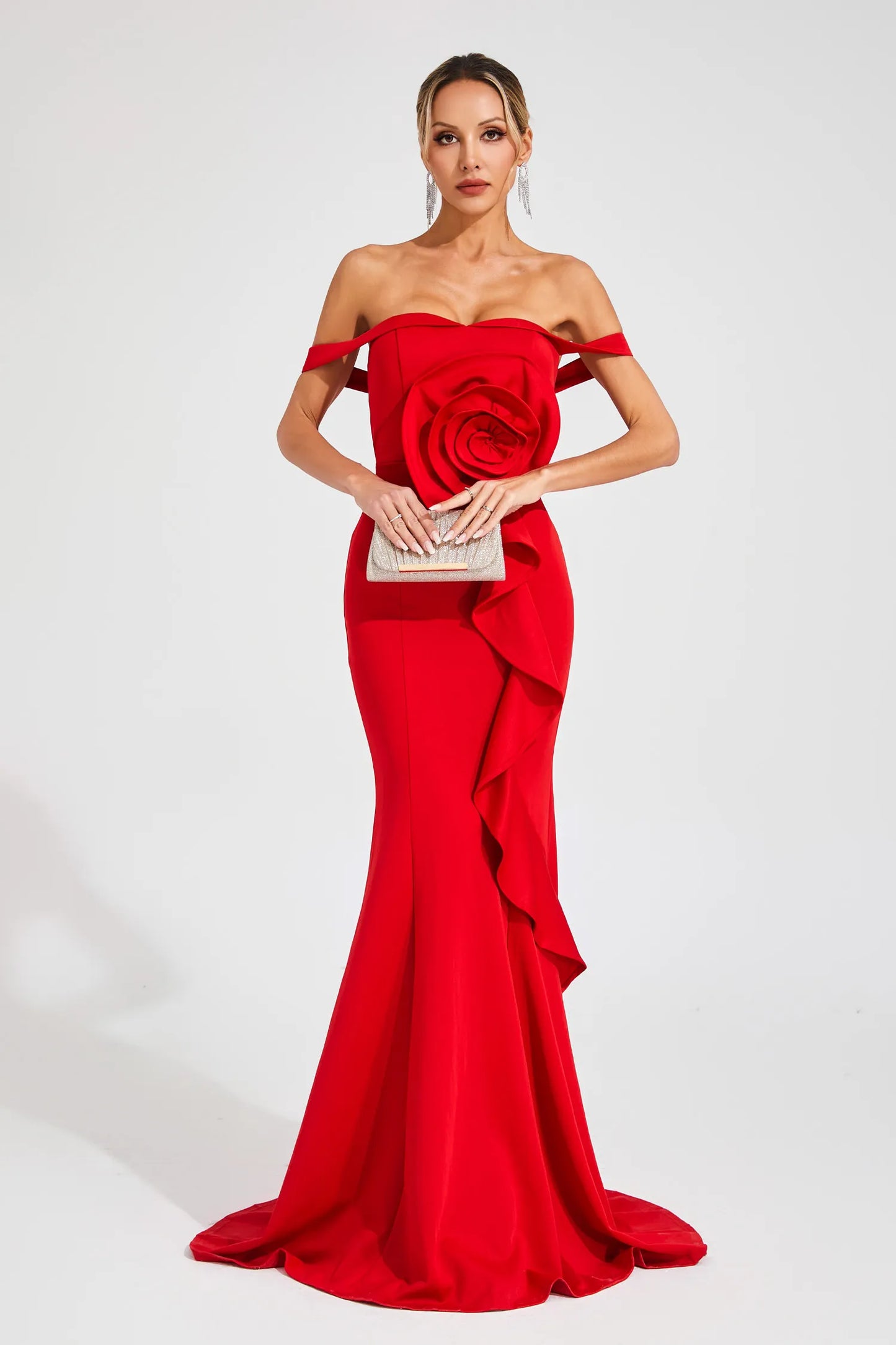 Ysolde Red Rose Bandage Maxi Dress