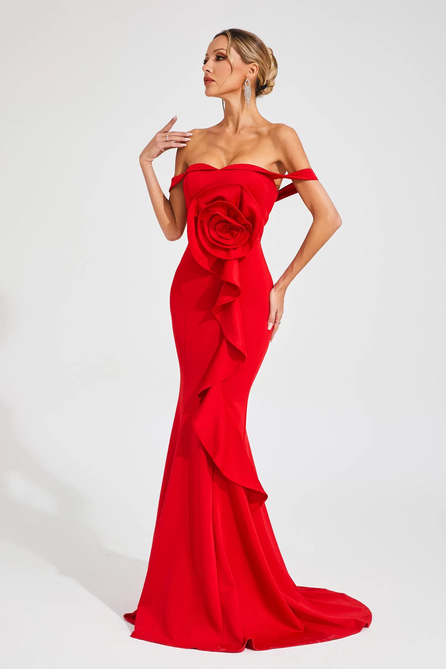 Ysolde Red Rose Bandage Maxi Dress