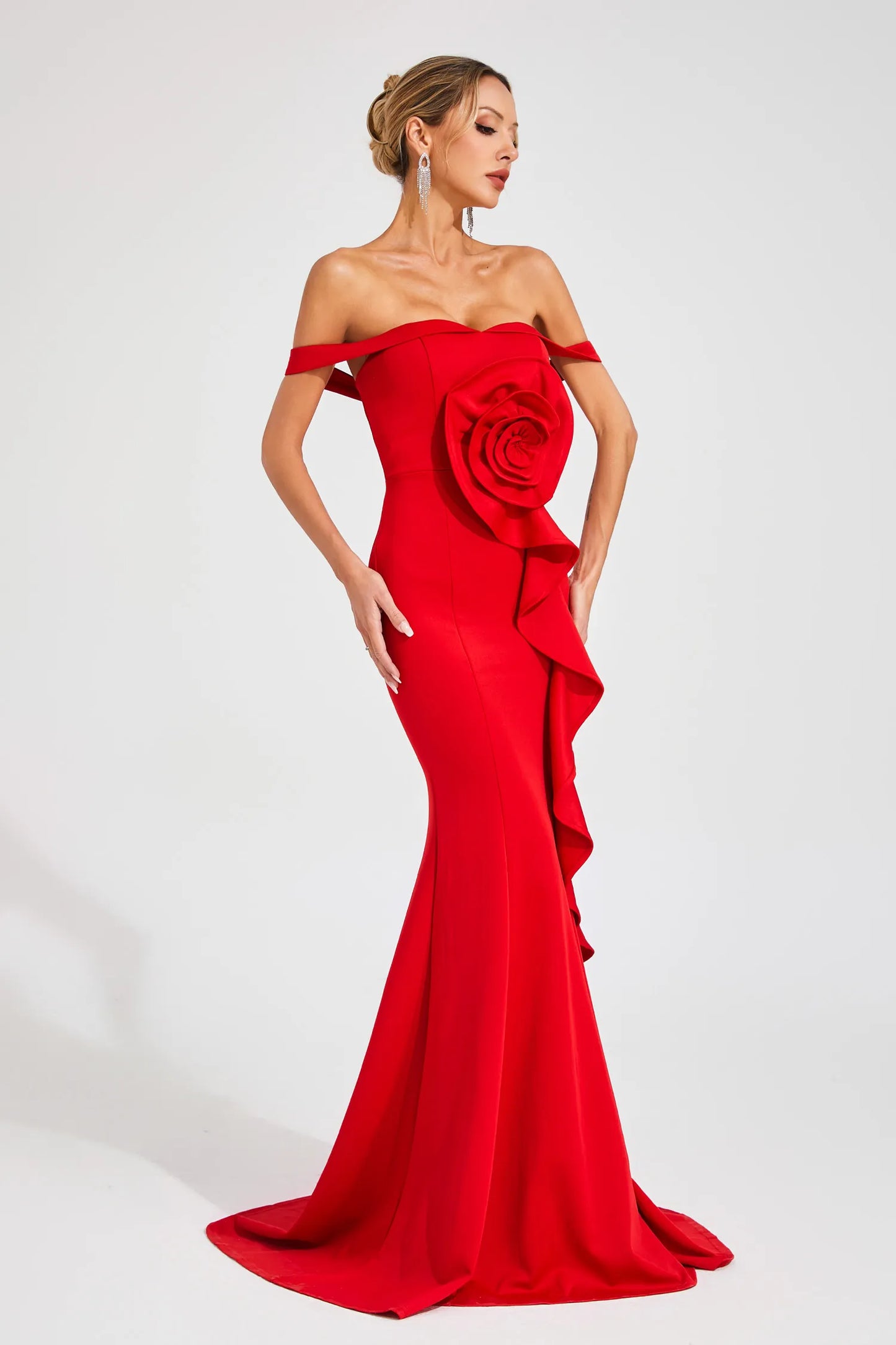 Ysolde Red Rose Bandage Maxi Dress