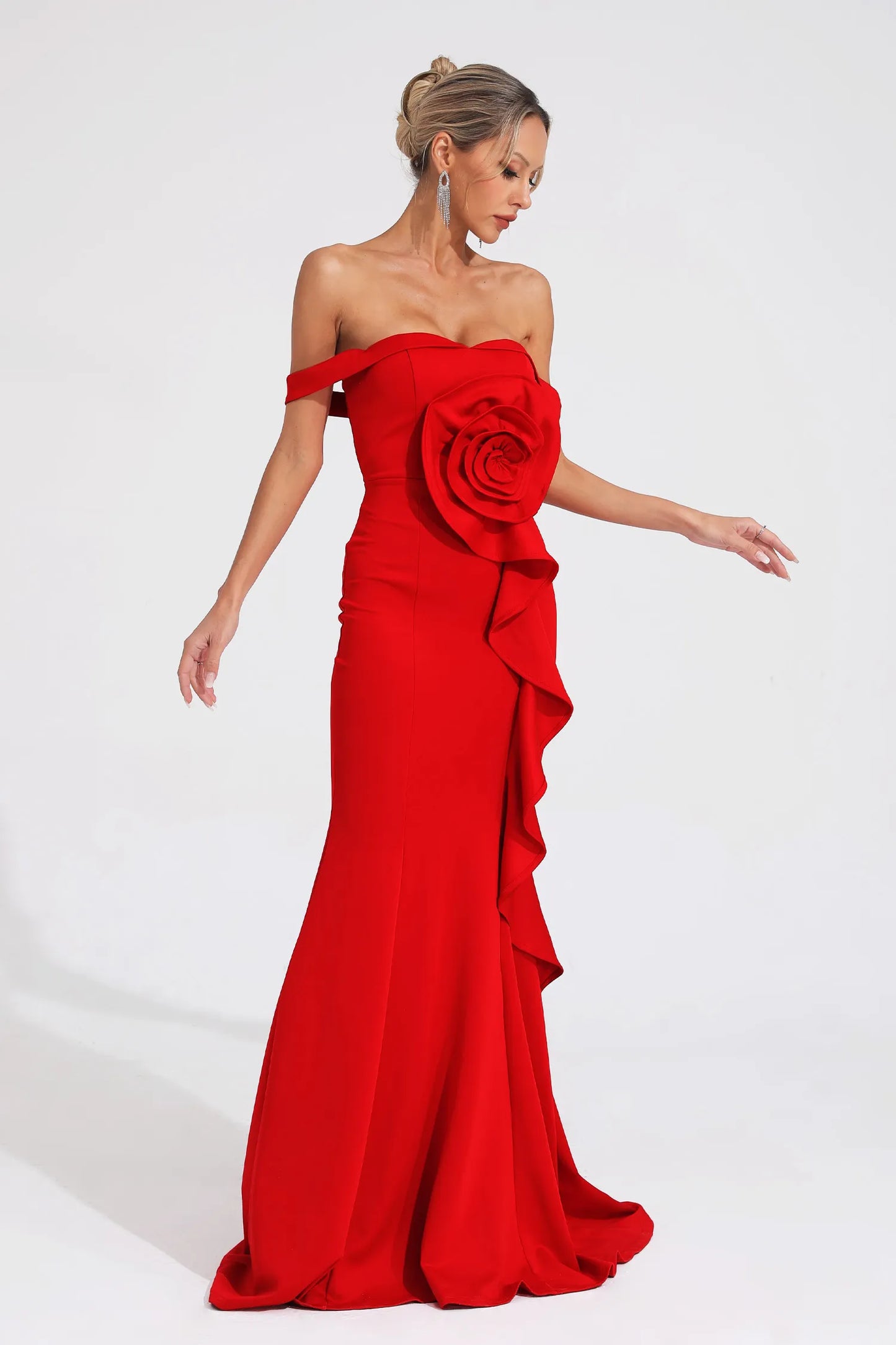 Ysolde Red Rose Bandage Maxi Dress