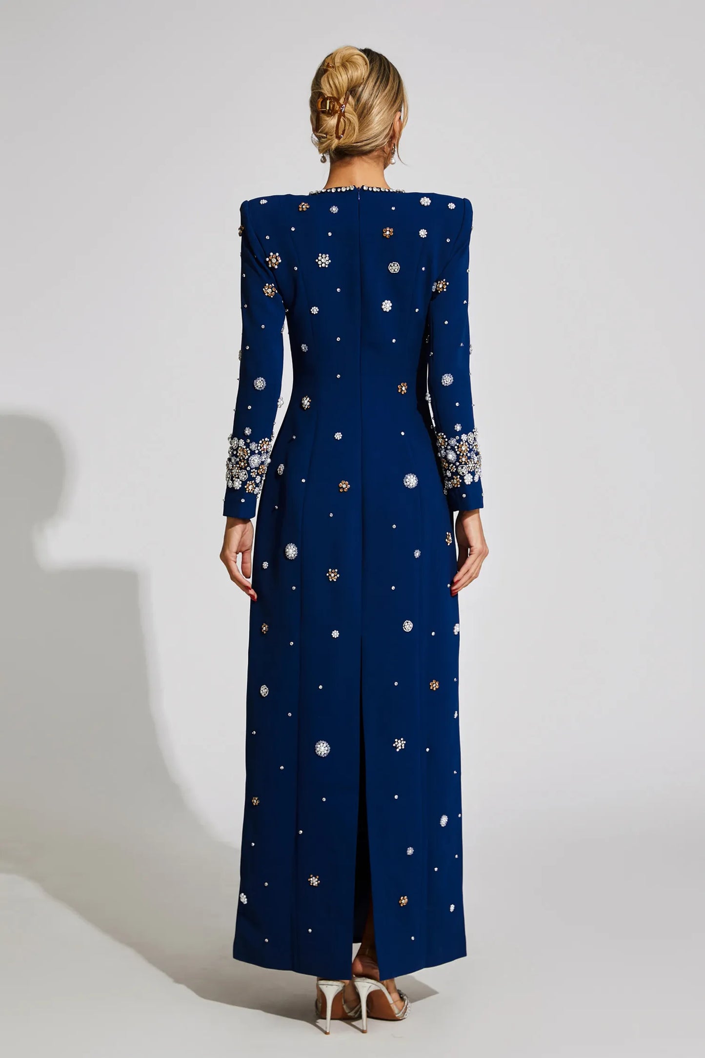 Idalia Blue Diamond Long Sleeve Maxi Dress