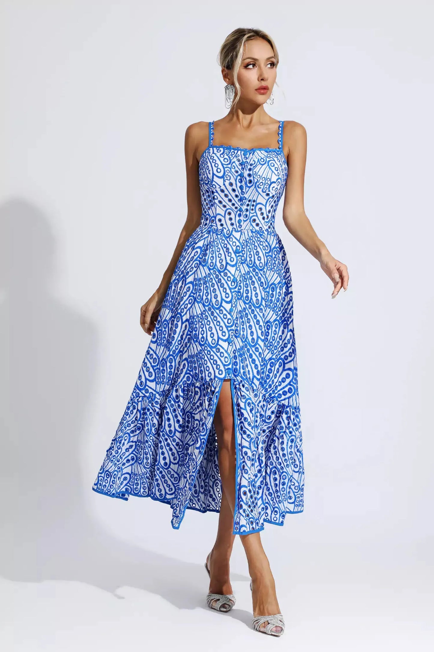 Michelle Blue Printed Maxi Dress