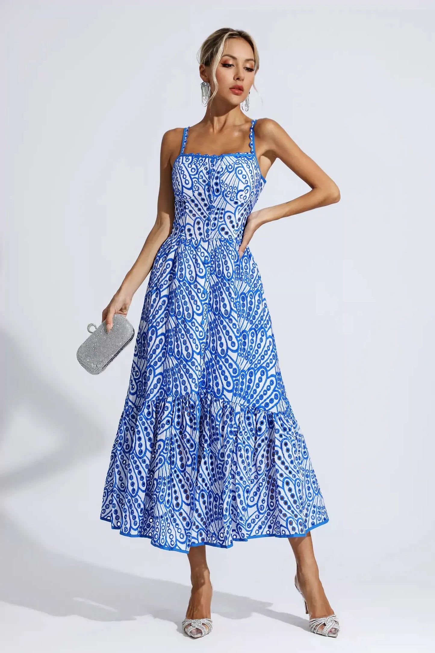 Michelle Blue Printed Maxi Dress