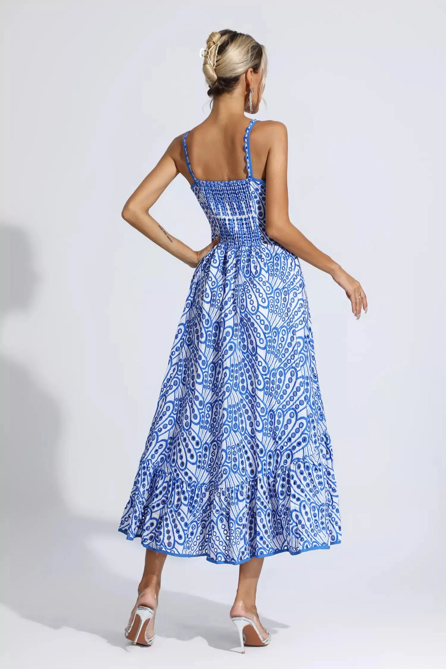 Michelle Blue Printed Maxi Dress