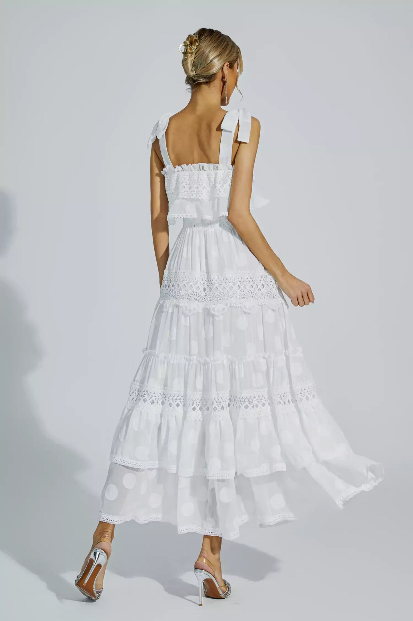 Milena White Cut Out Ruched Maxi Dress