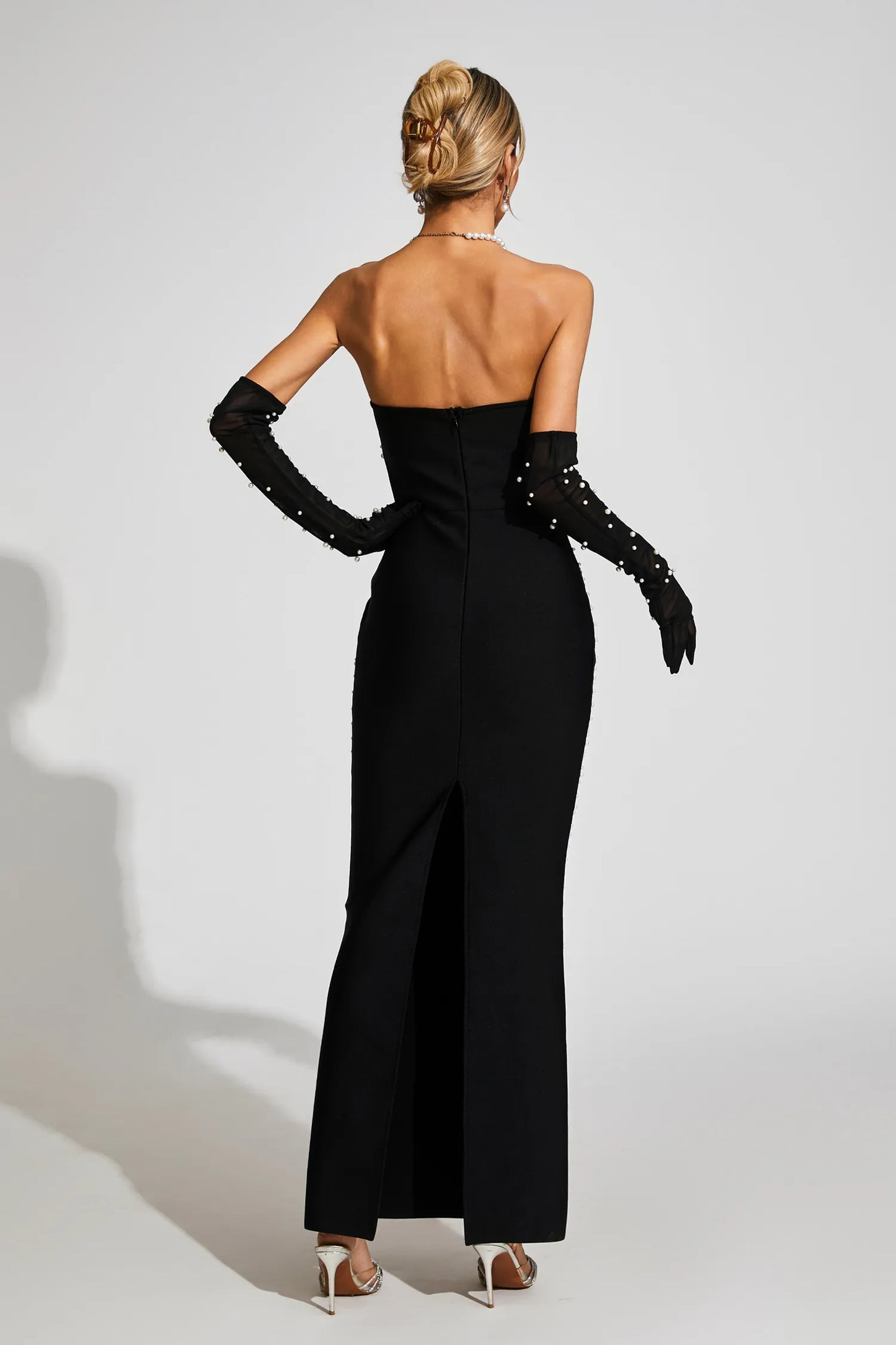 Quinara Black Off Shoulder Bandage Maxi Dress