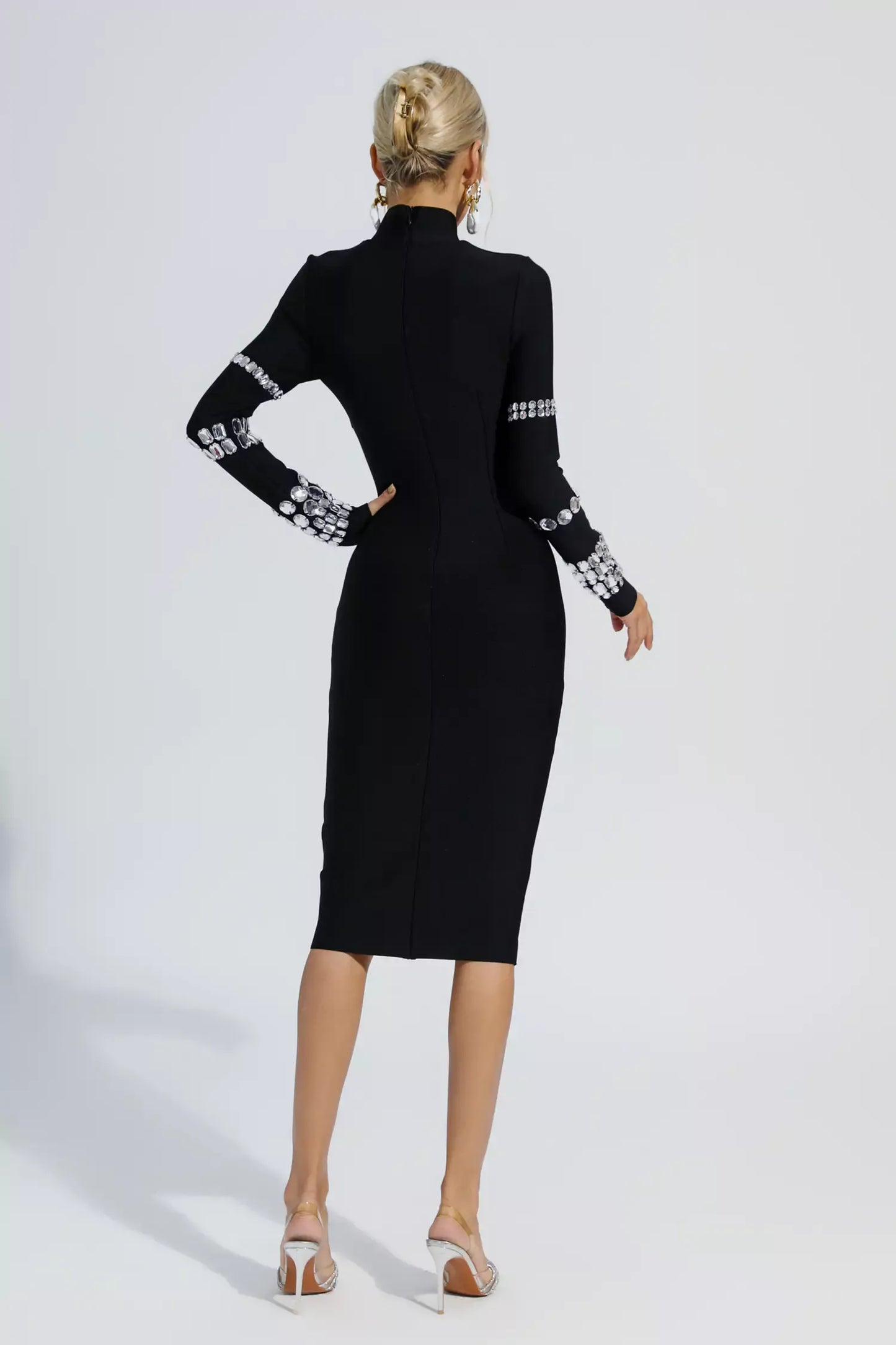 Miranda Black Diamond Bandage Midi Dress