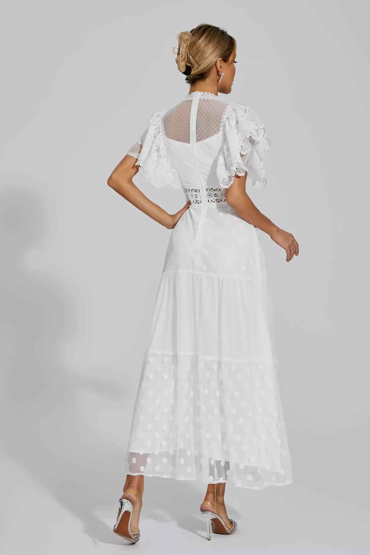 Noor White Polka Dot Maxi Dress