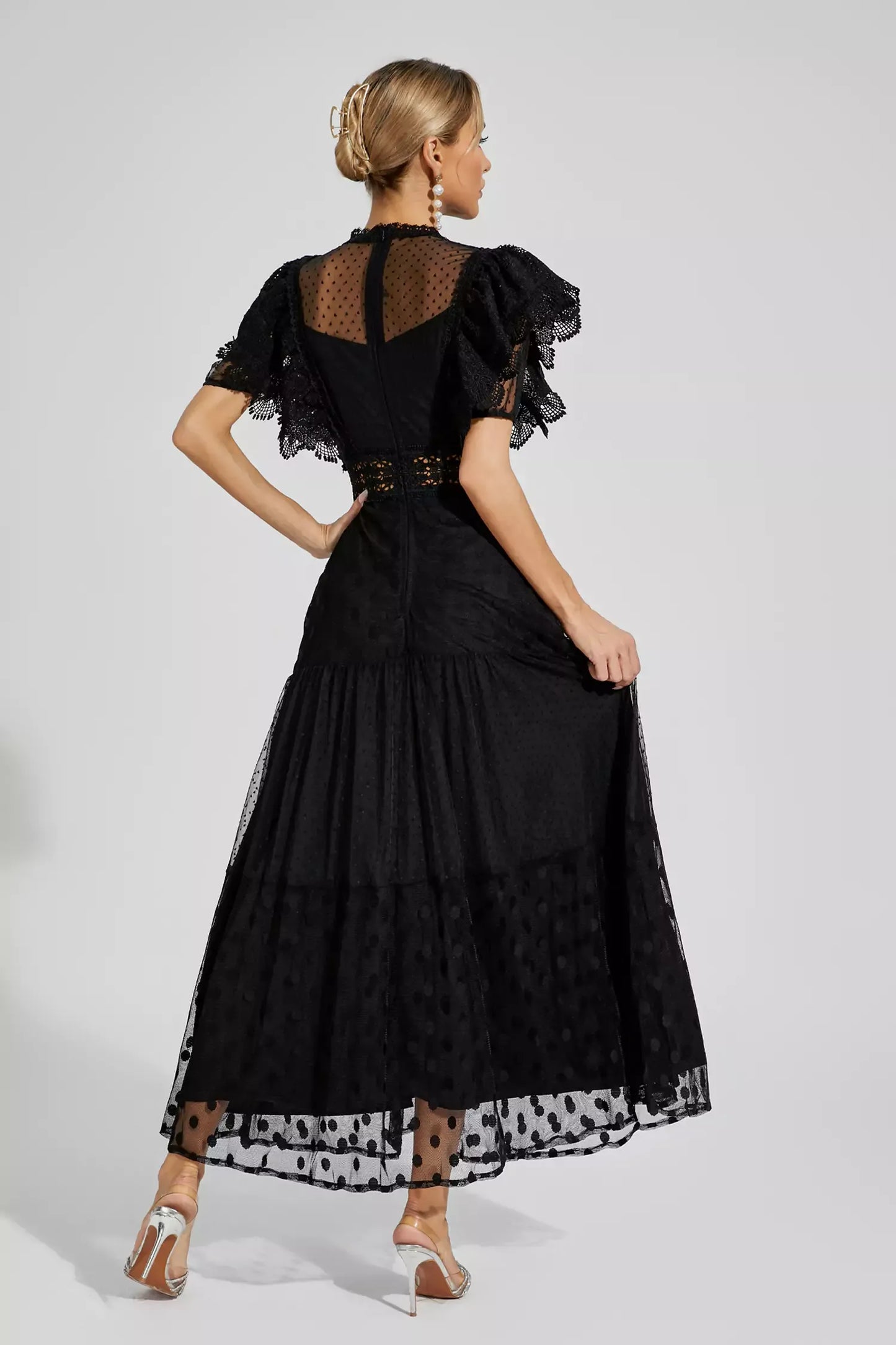 Noor Black Polka Dot Maxi Dress