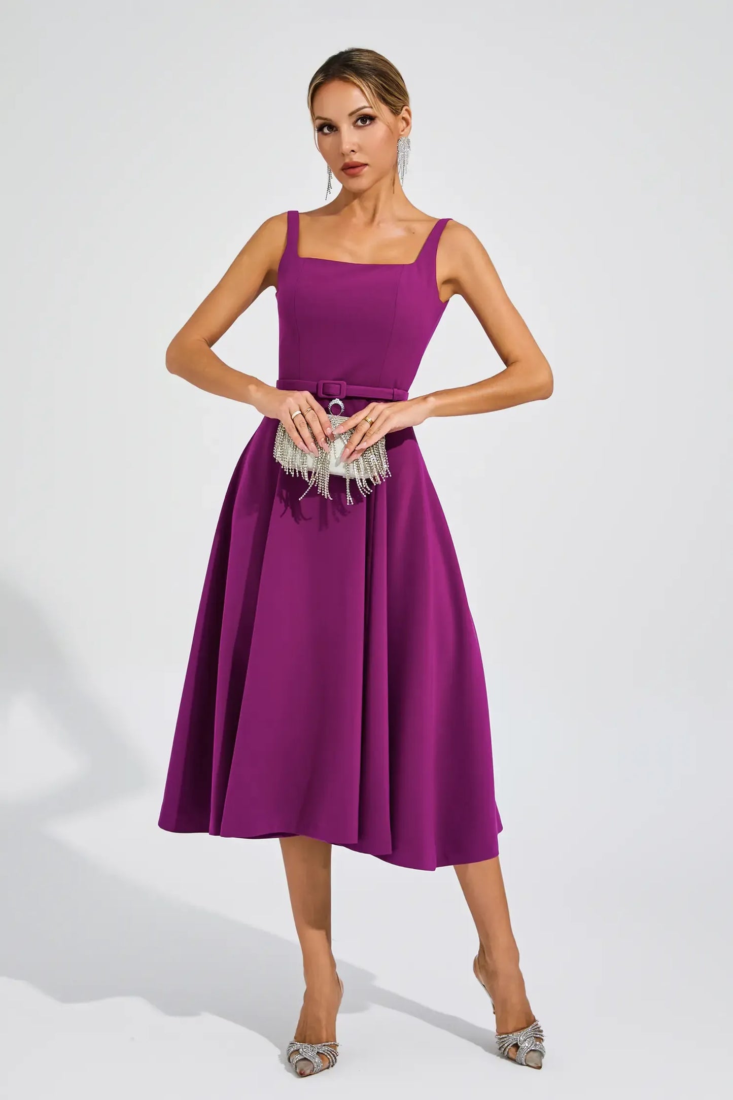 Phyllis Purple Slip Midi Dress