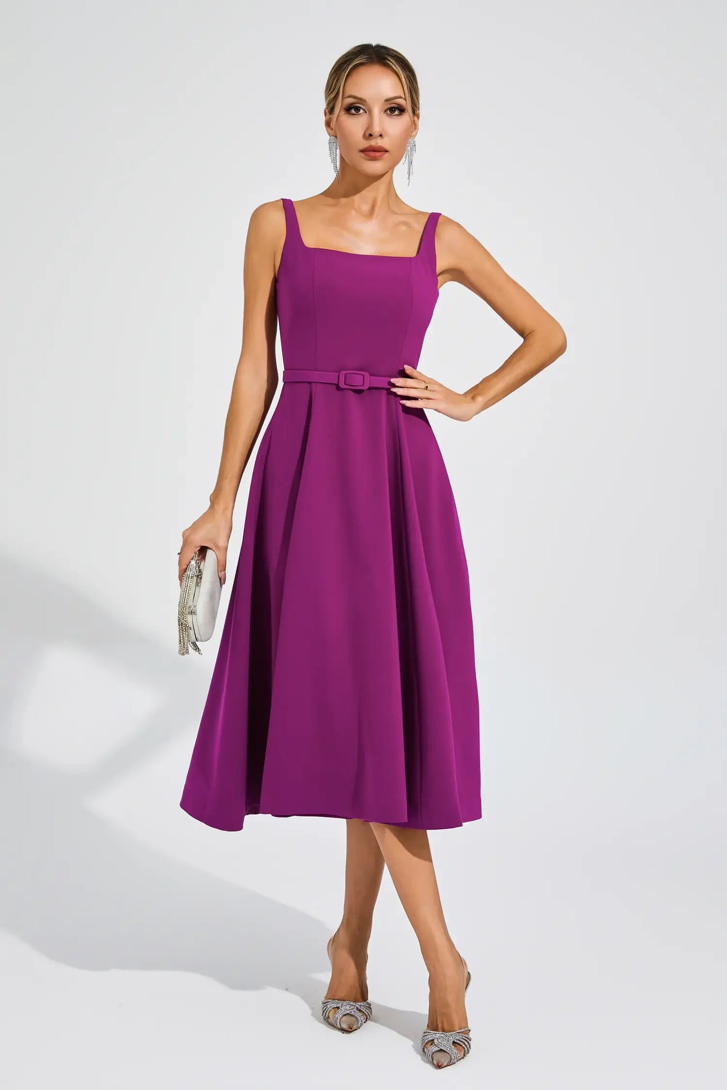 Phyllis Purple Slip Midi Dress