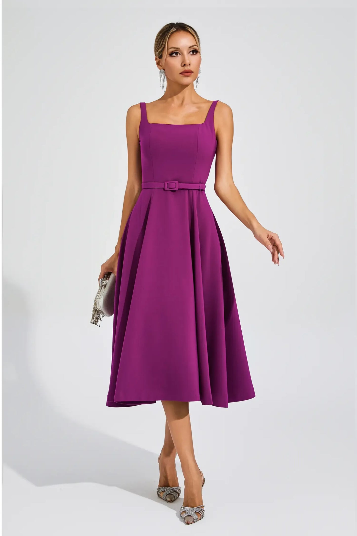 Phyllis Purple Slip Midi Dress