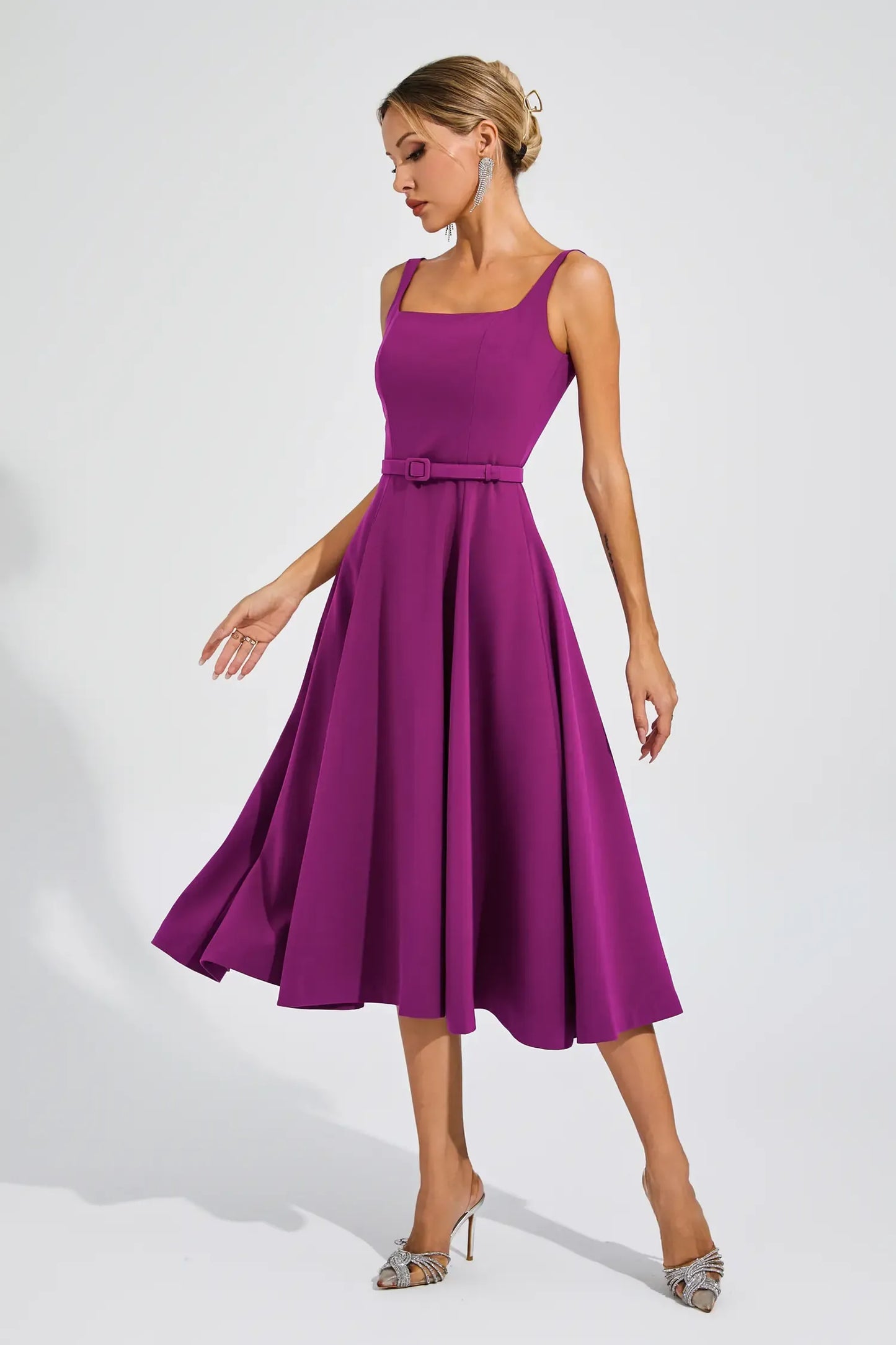 Phyllis Purple Slip Midi Dress