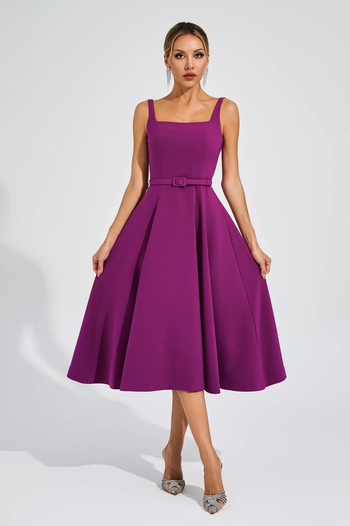 Phyllis Purple Slip Midi Dress