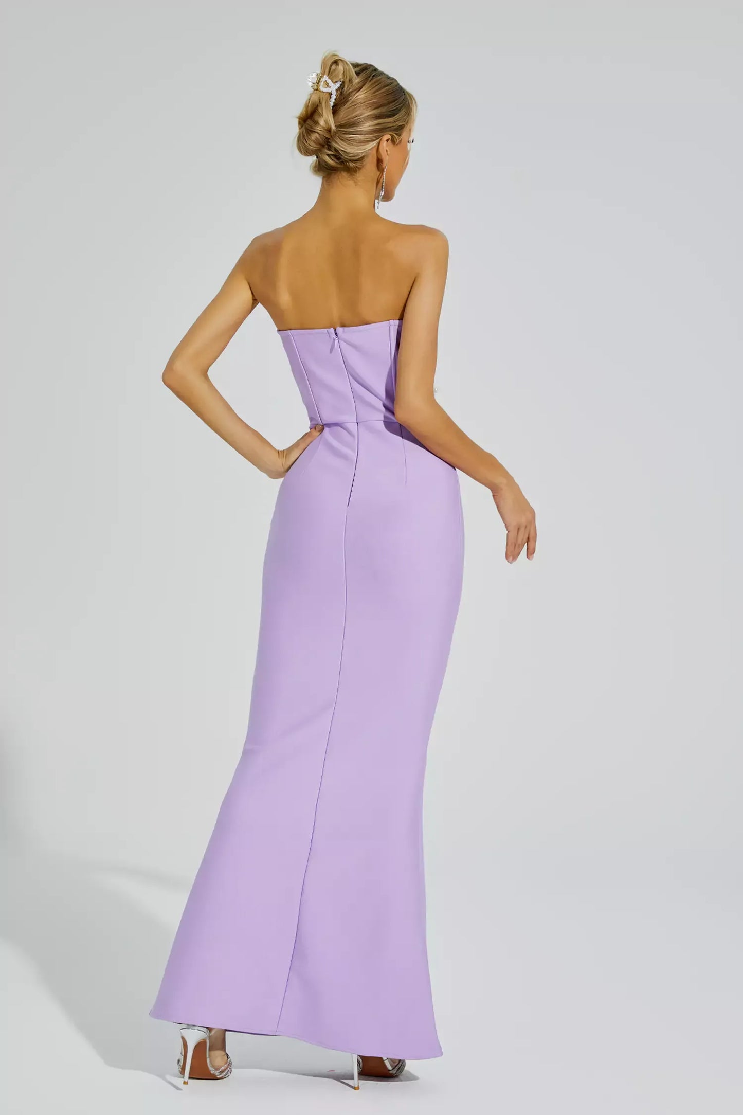 Rebekah Purple Beaded Bandage Maxi Dress