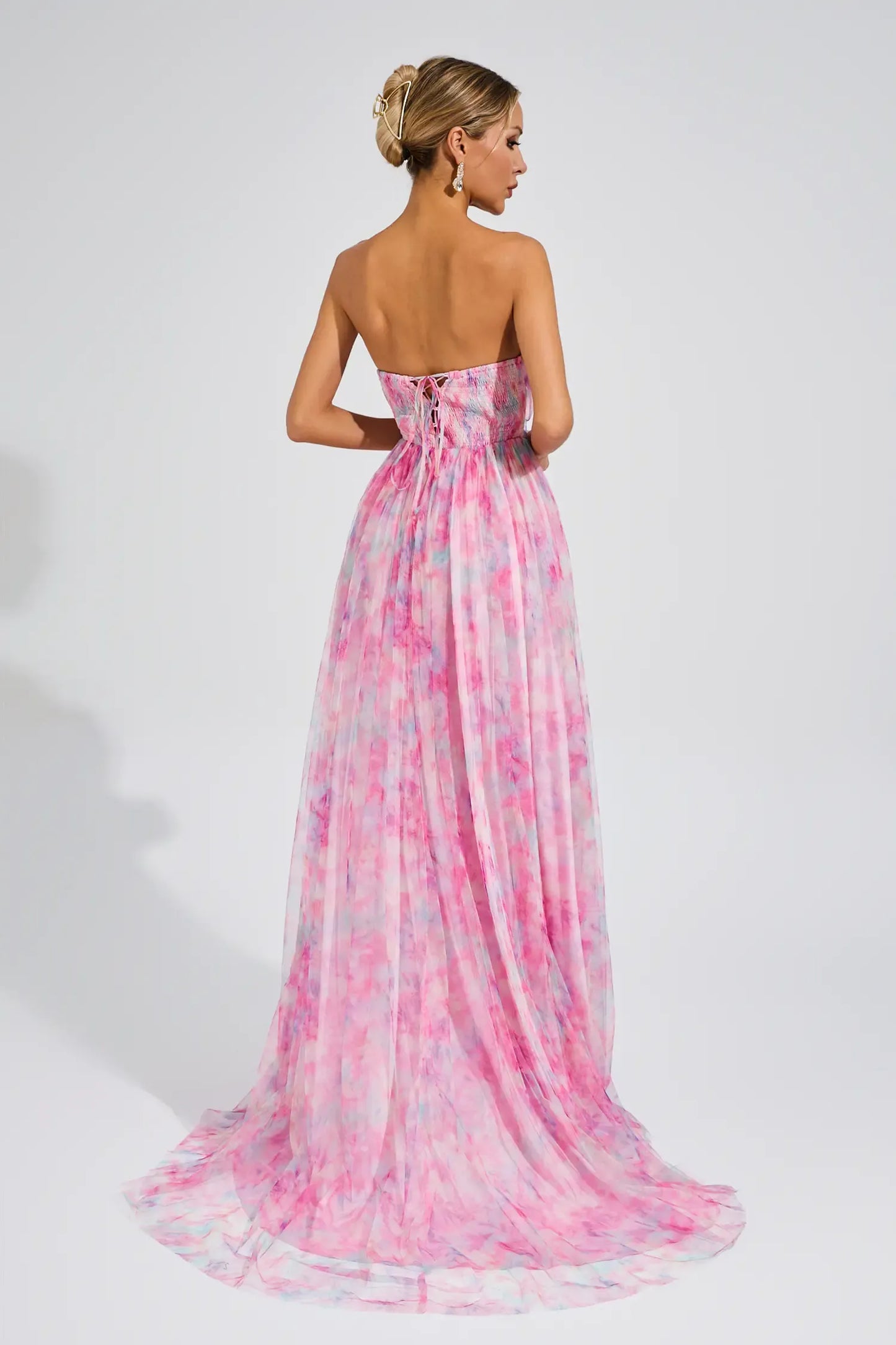 Sheila Pink Floral Slit Off Shoulder Maxi Dress