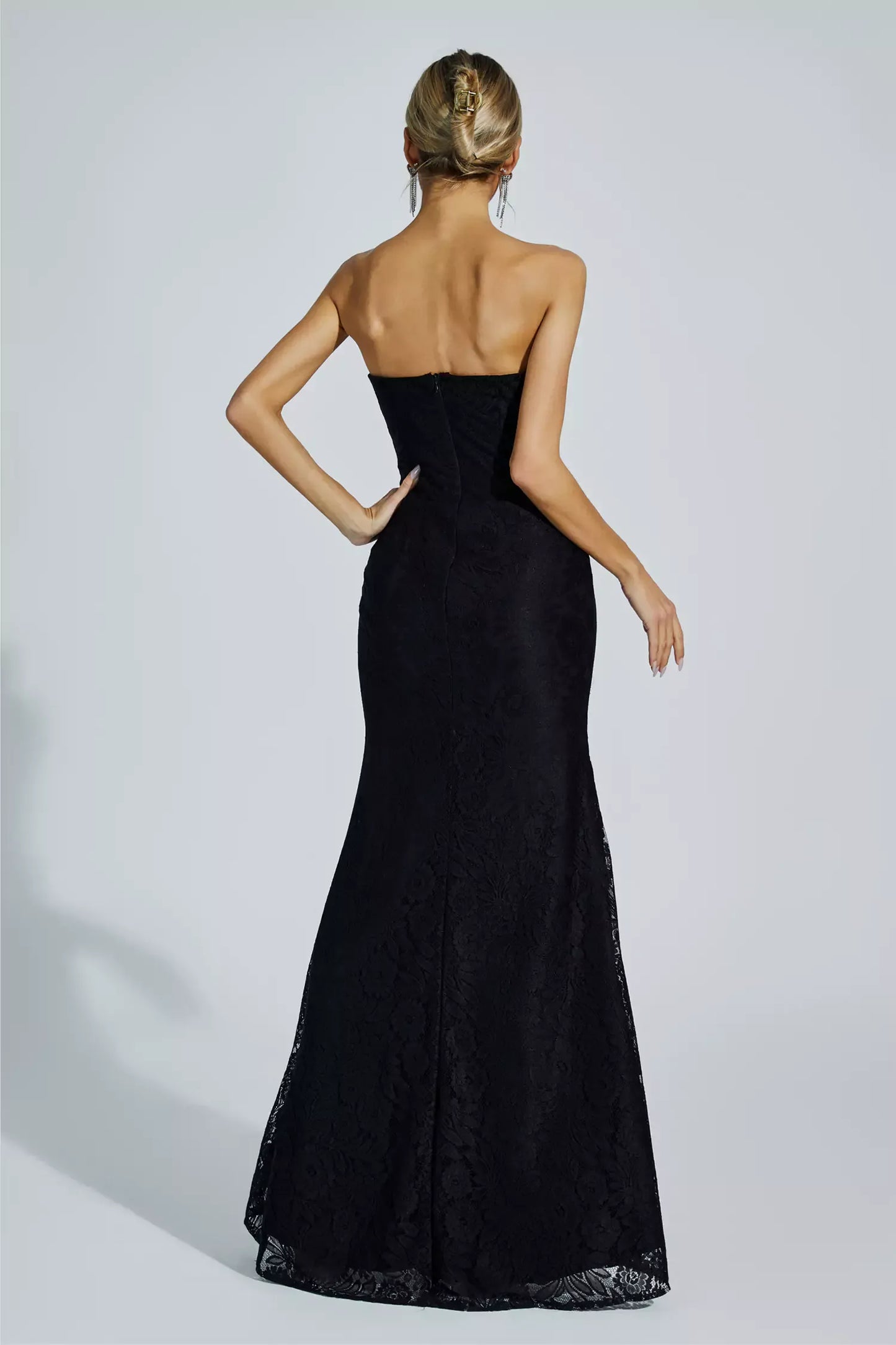 Teresa Black Diamond Off-shoulder Maxi Dress